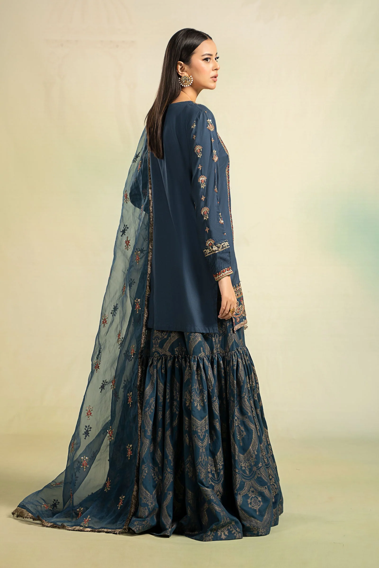 3 Piece Embroidered Linen Suit - Image 5