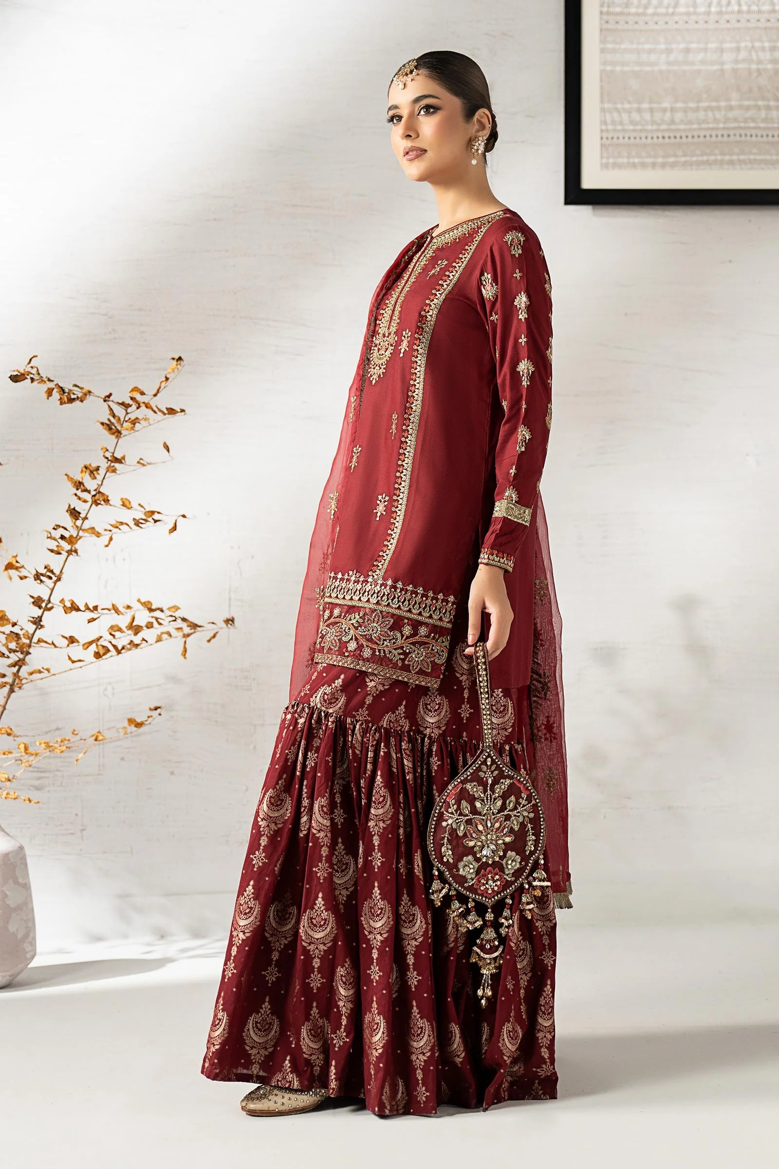 3 Piece Embroidered Linen Suit - Image 7