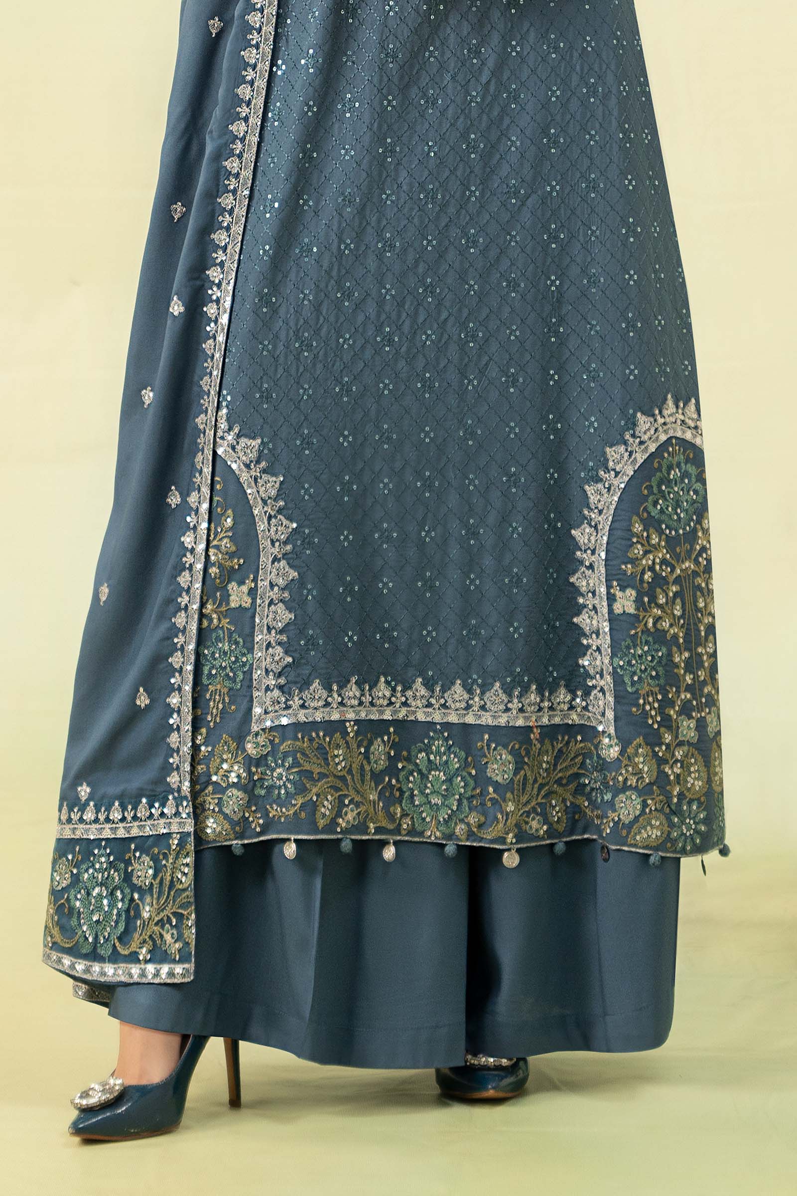 3 Piece Embroidered Linen Suit - Image 3