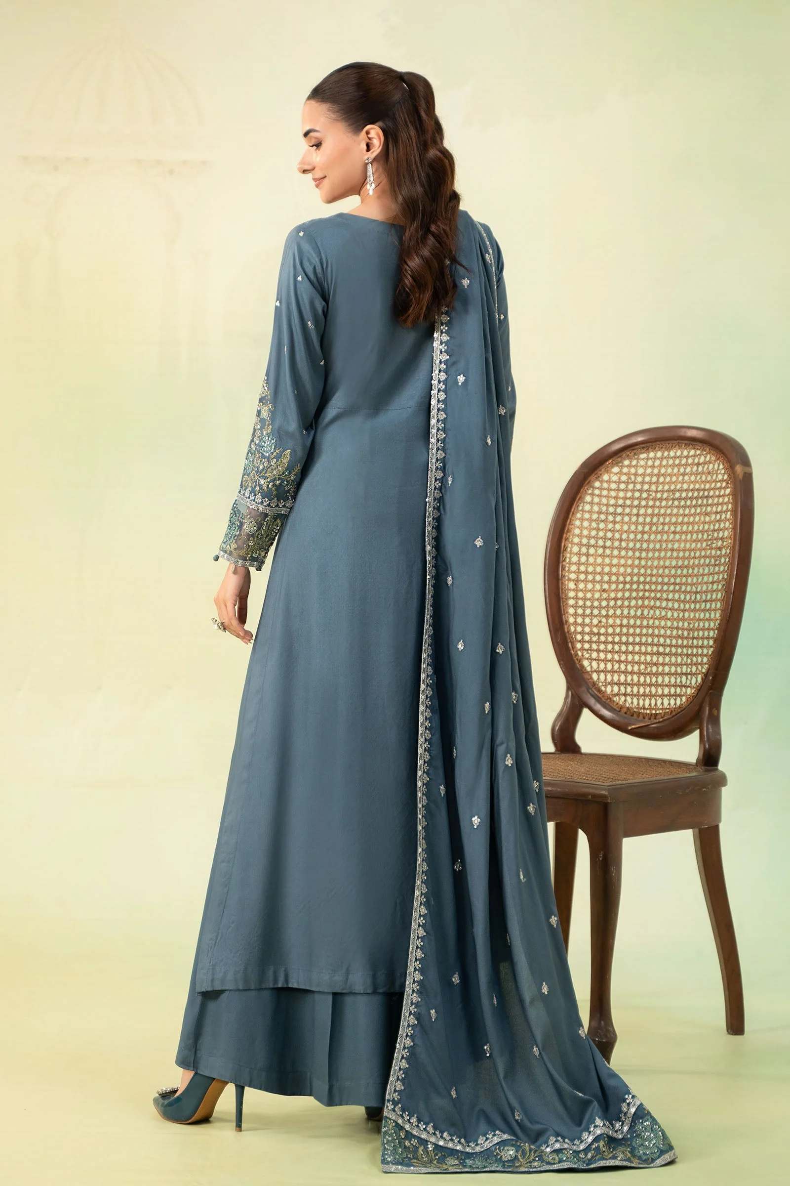3 Piece Embroidered Linen Suit - Image 5
