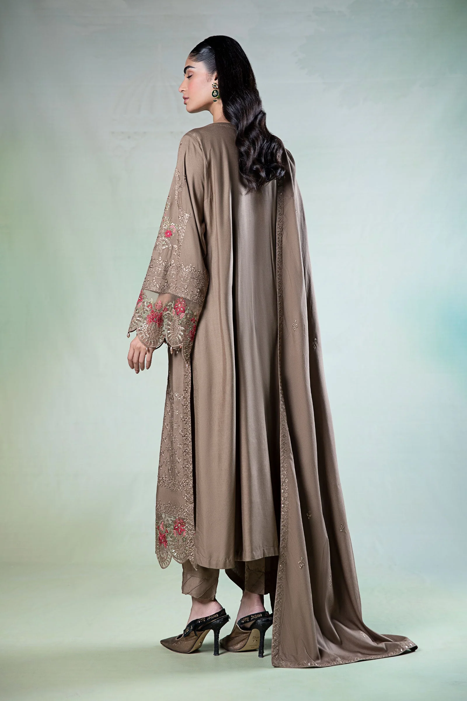 3 Piece Embroidered Linen Suit - Image 6