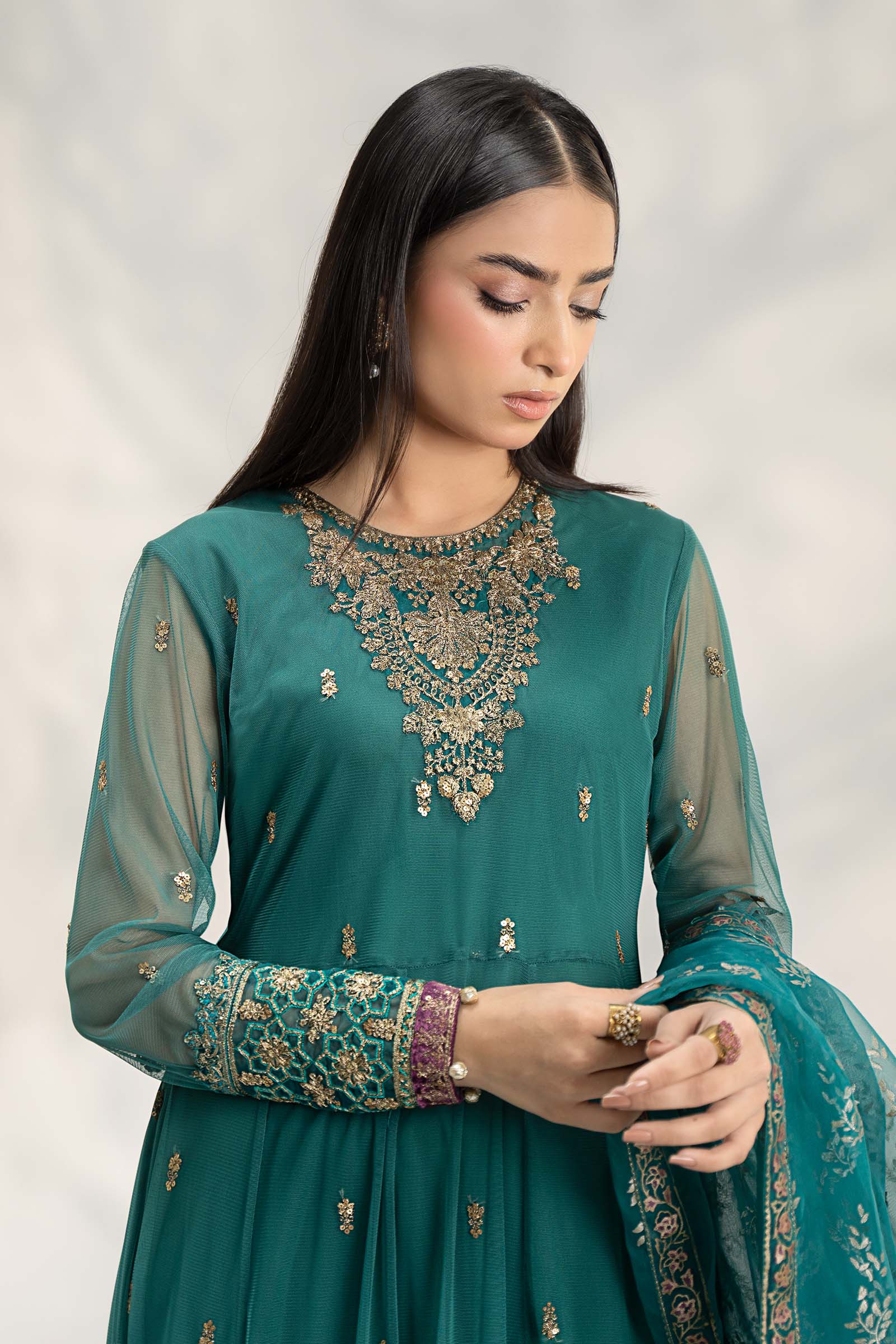 3 Piece Embroidered Linen Suit - Image 2