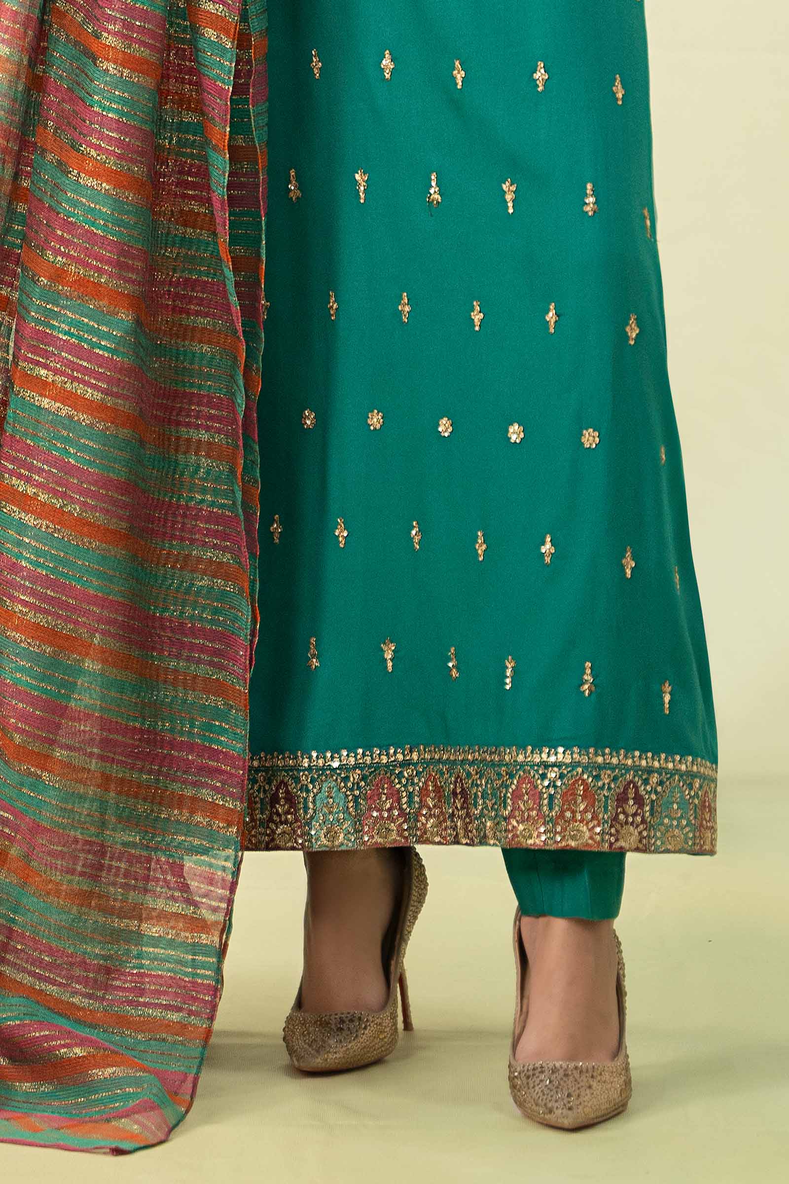 3 Piece Embroidered Linen Suit - Image 4