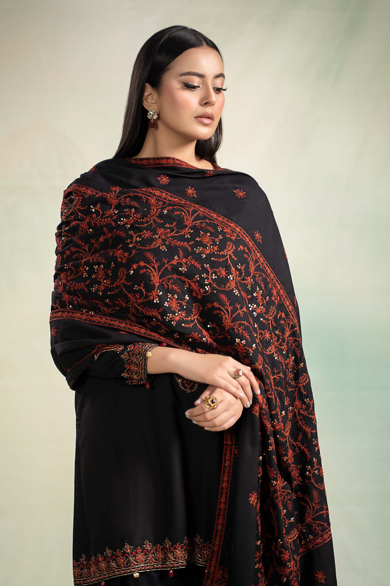 3 Piece Embroidered Linen Suit - Image 2