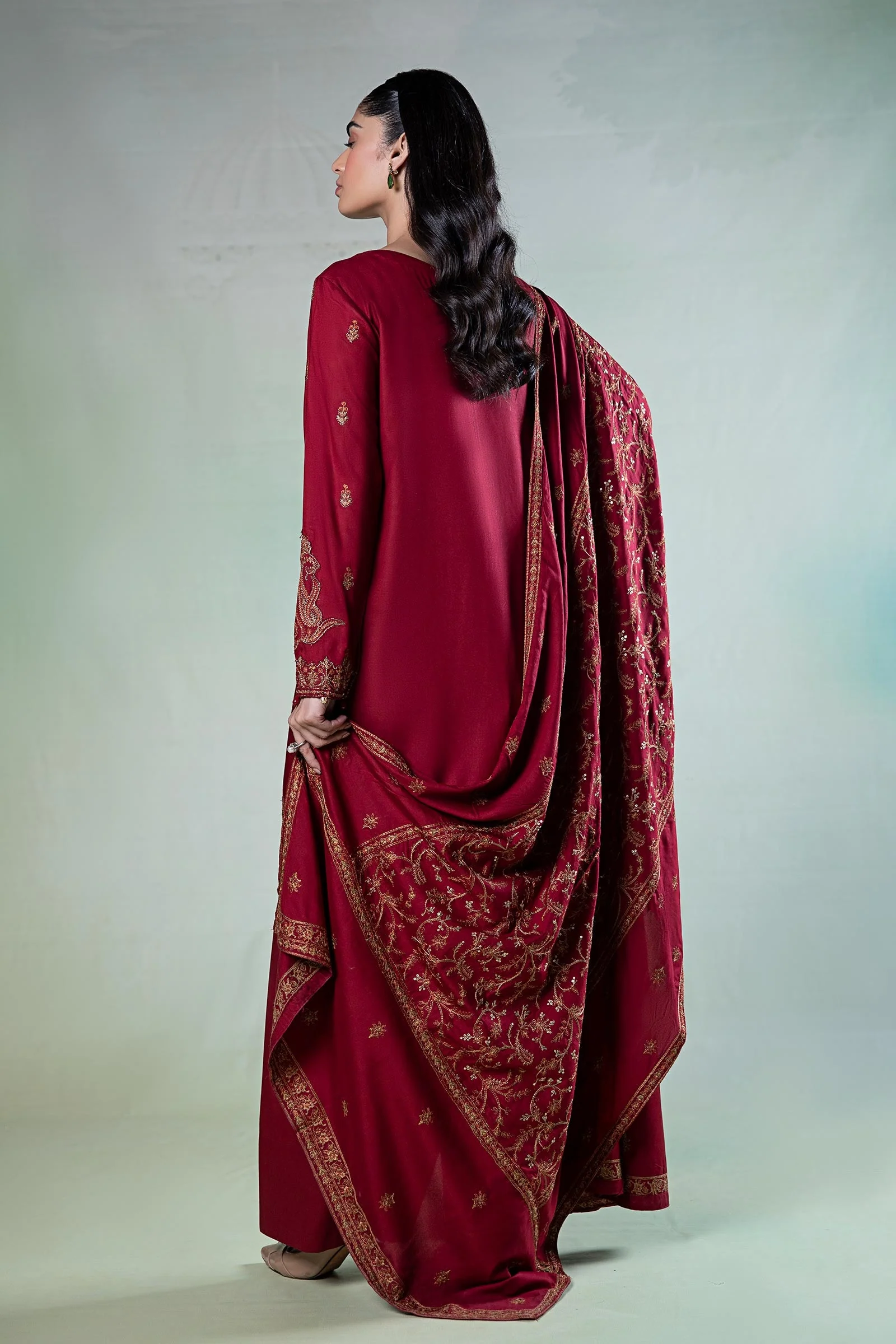 3 Piece Embroidered Linen Suit - Image 9