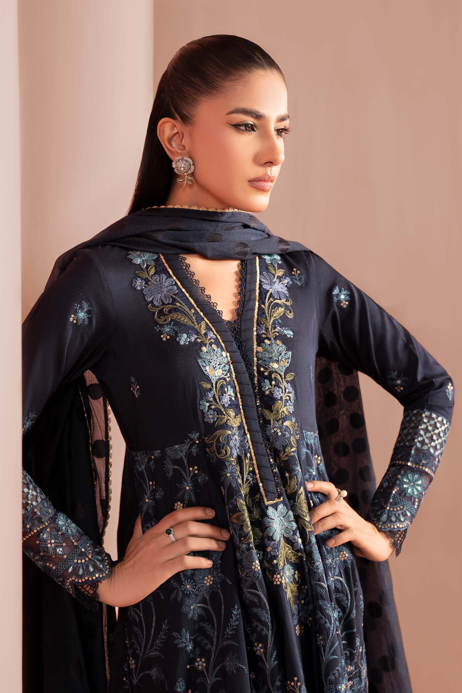 3 Piece Embroidered Staple Raw Silk Suit - Image 2