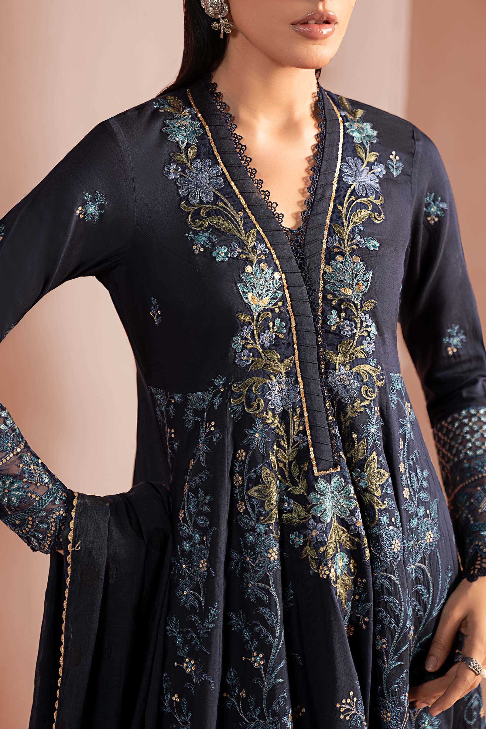 3 Piece Embroidered Staple Raw Silk Suit - Image 3