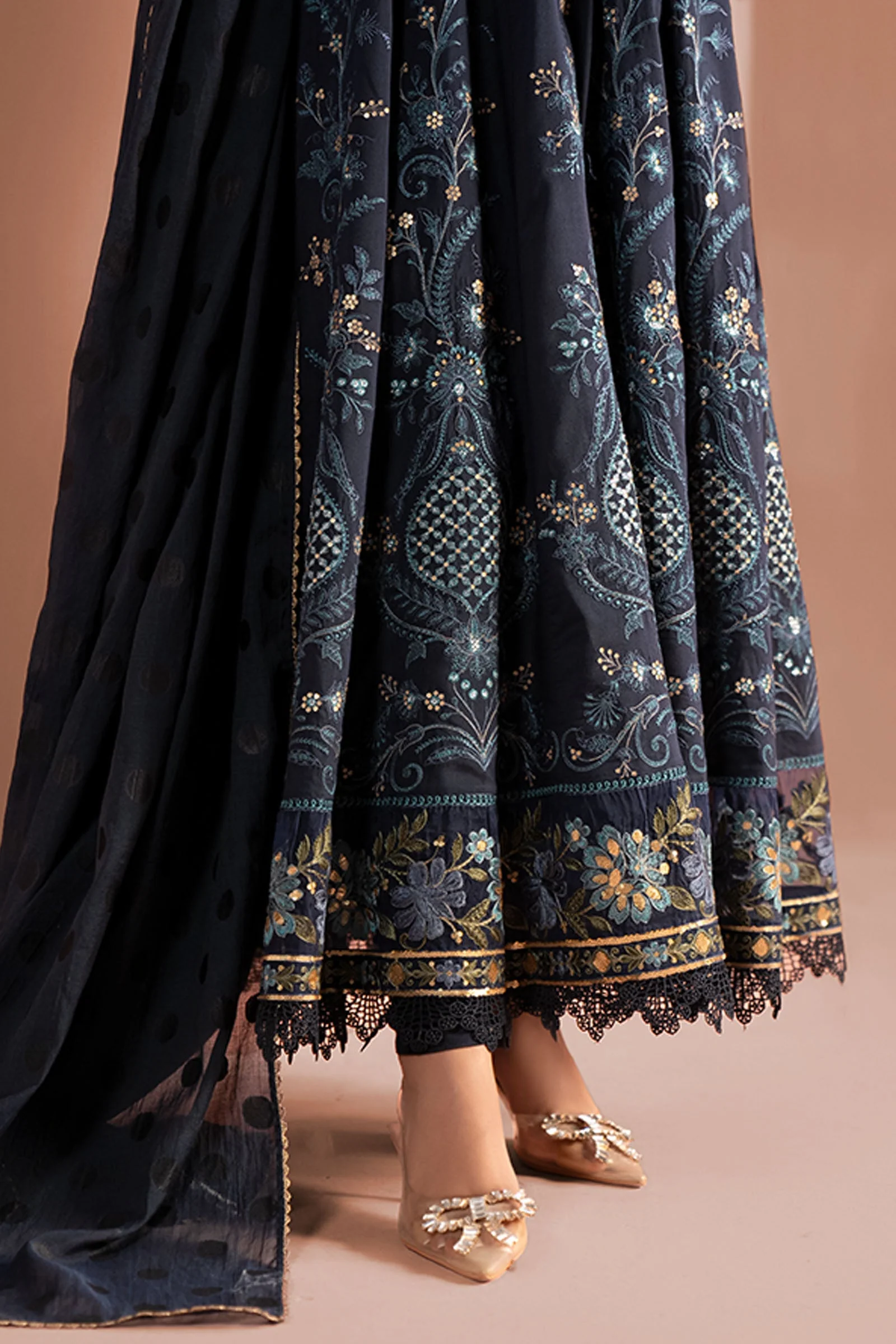 3 Piece Embroidered Staple Raw Silk Suit - Image 4