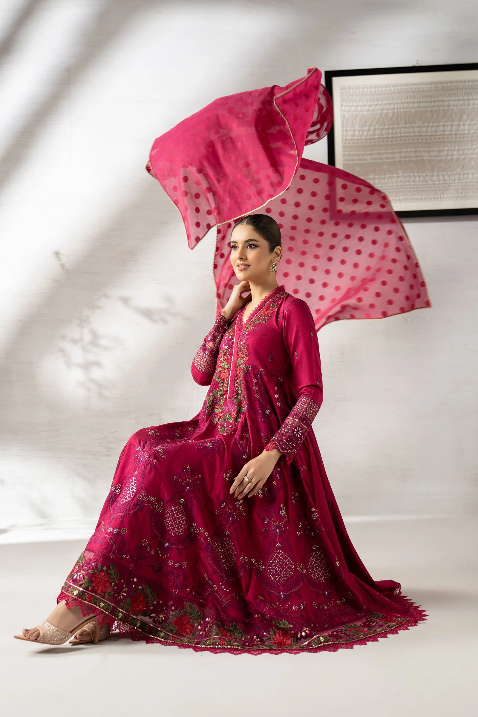 3 Piece Embroidered Staple Raw Silk Suit - Image 2