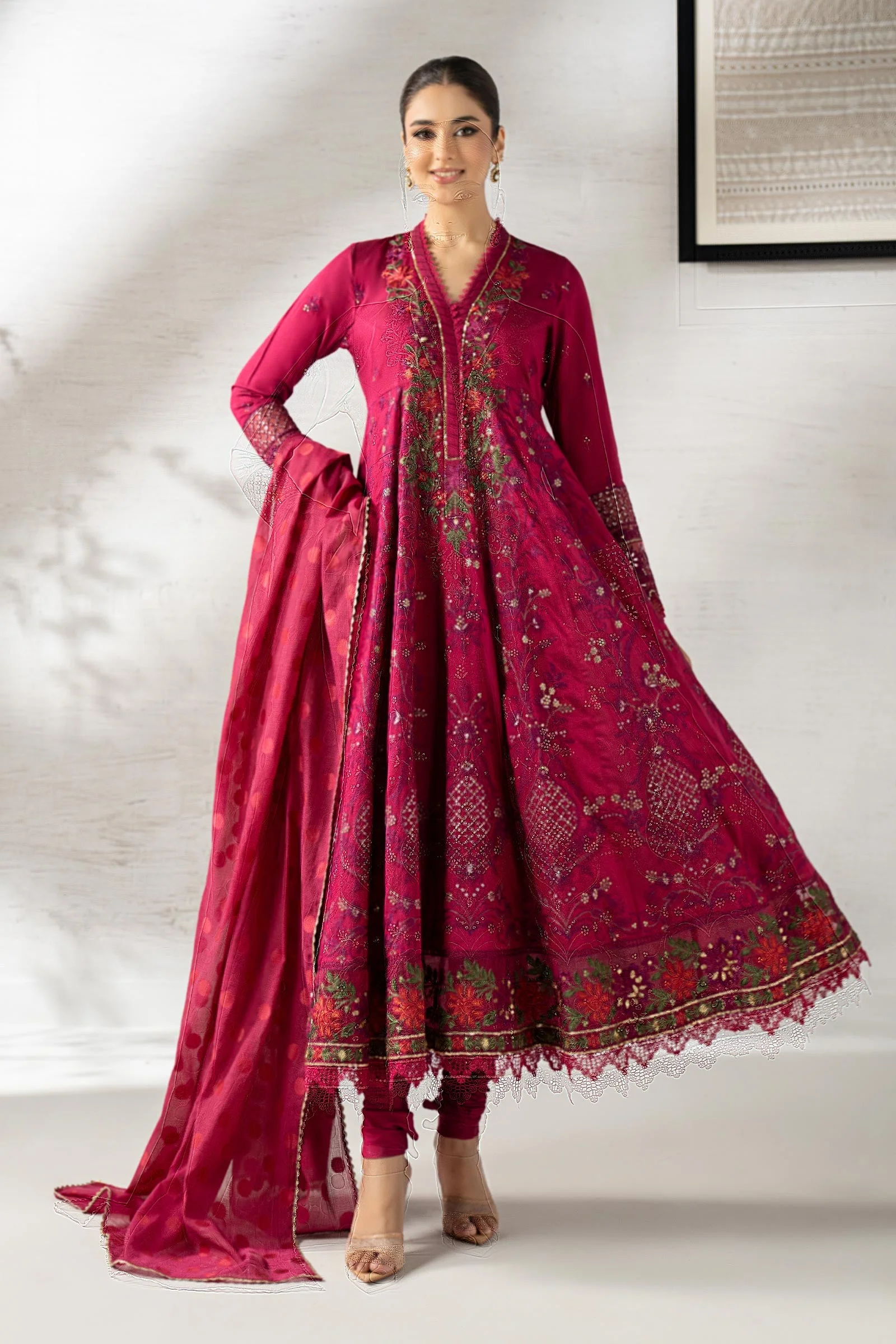 3 Piece Embroidered Staple Raw Silk Suit - Image 4