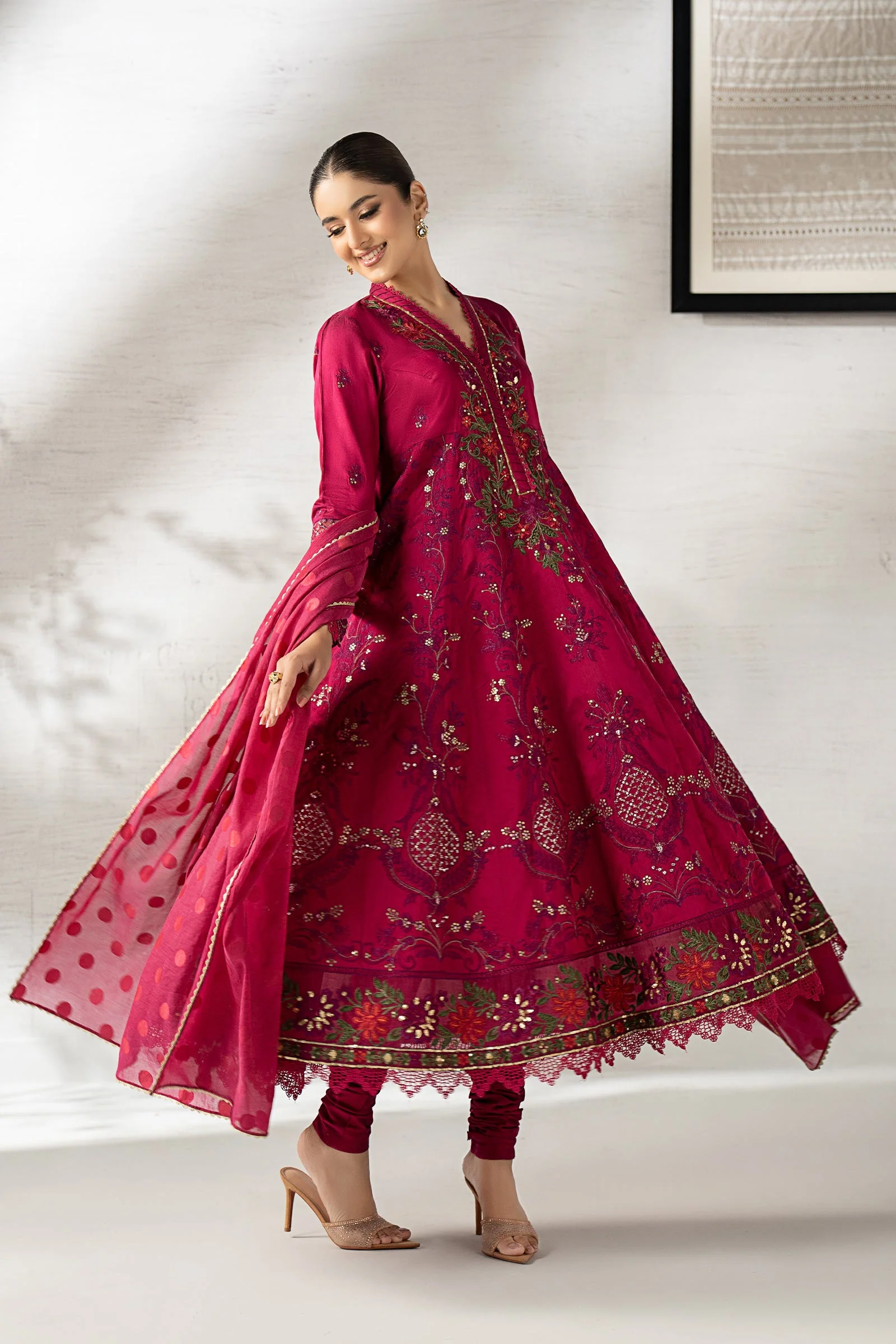 3 Piece Embroidered Staple Raw Silk Suit - Image 5