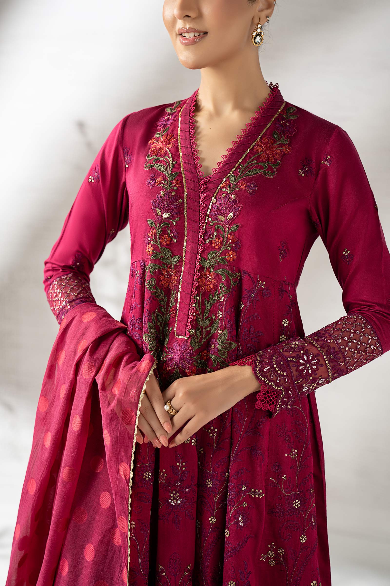 3 Piece Embroidered Staple Raw Silk Suit - Image 6