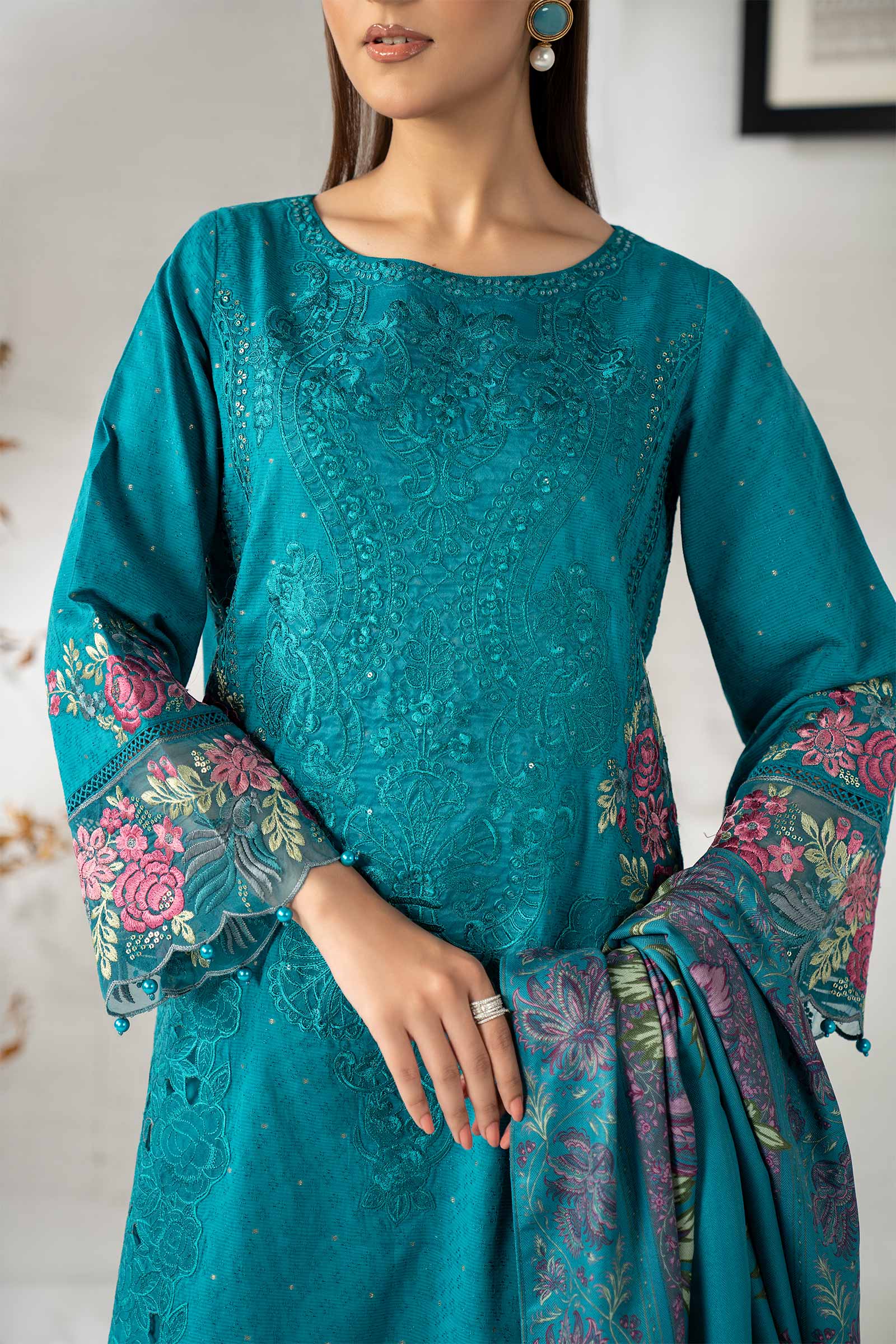3 Piece Embroidered Viscose Suit - Image 4