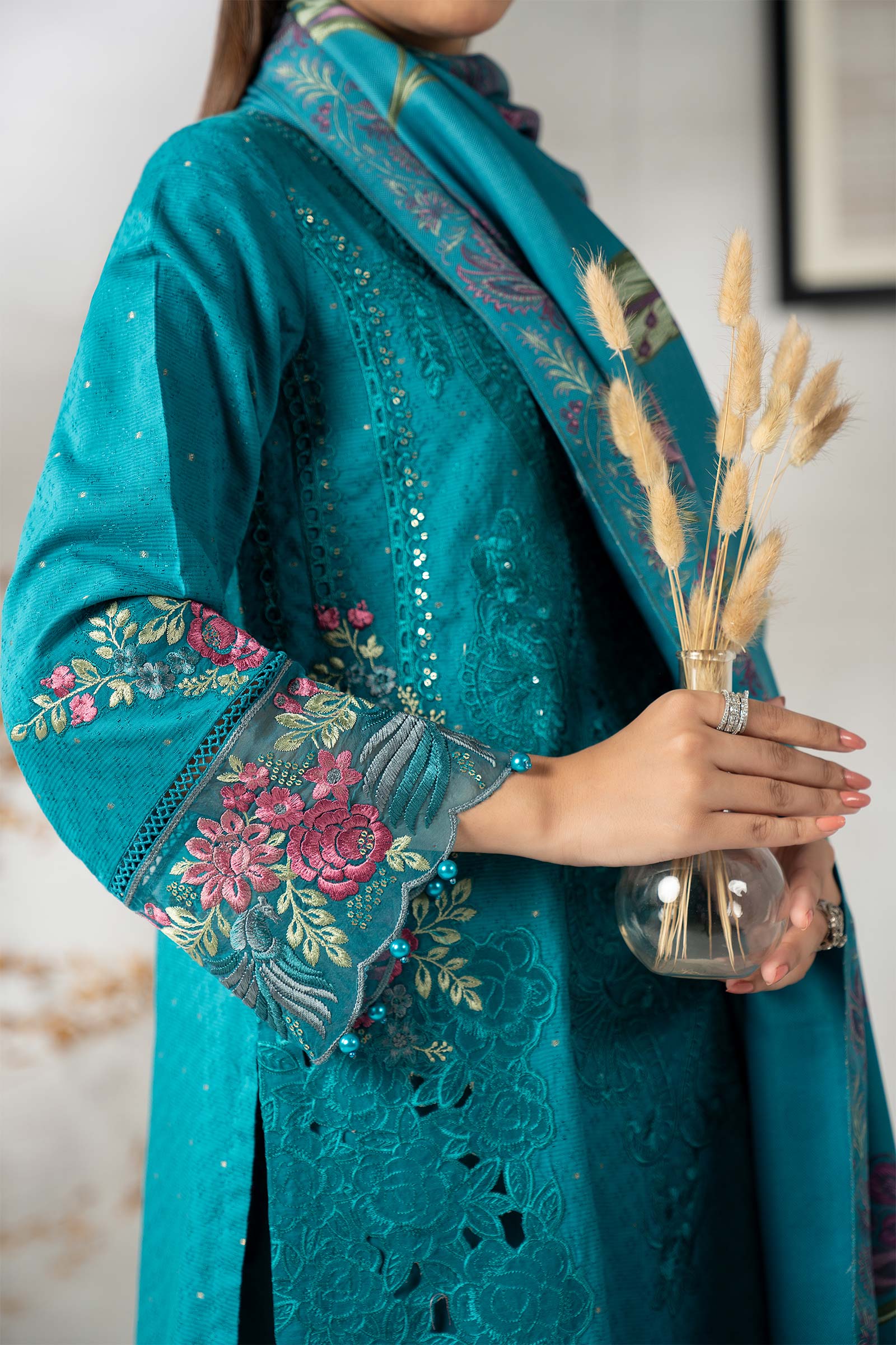 3 Piece Embroidered Viscose Suit - Image 6