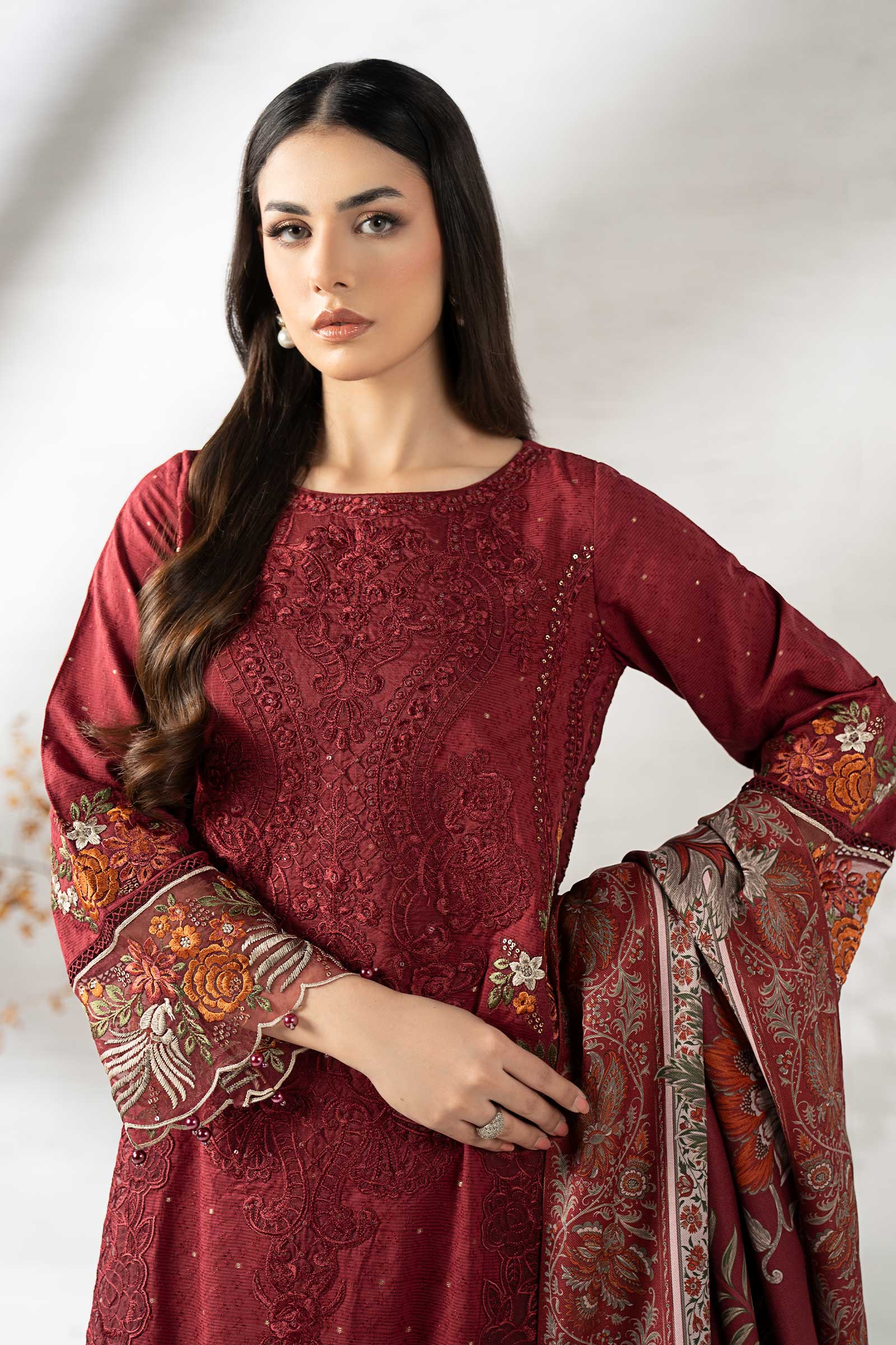 3 Piece Embroidered Viscose Suit - Image 3