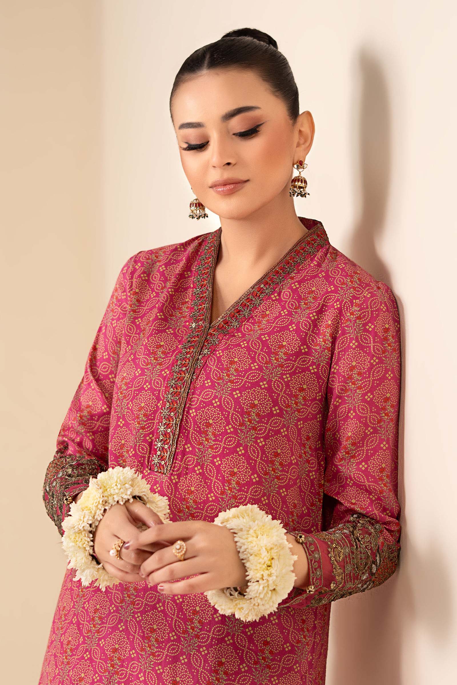 2 Piece Embroidered Raw Silk Suit - Image 2