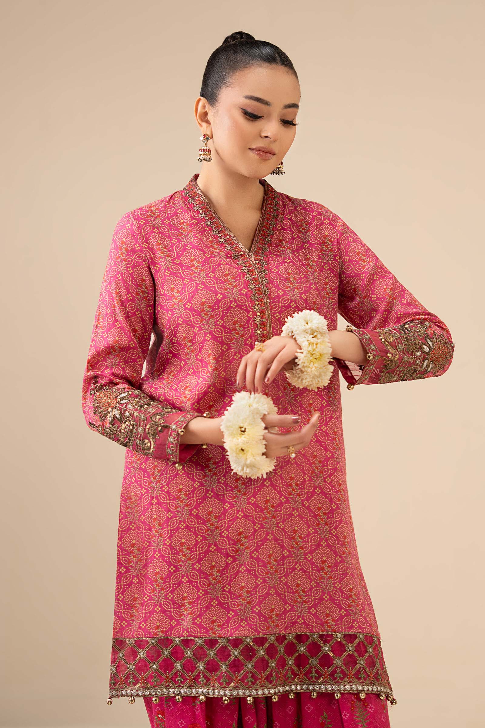 2 Piece Embroidered Raw Silk Suit - Image 3