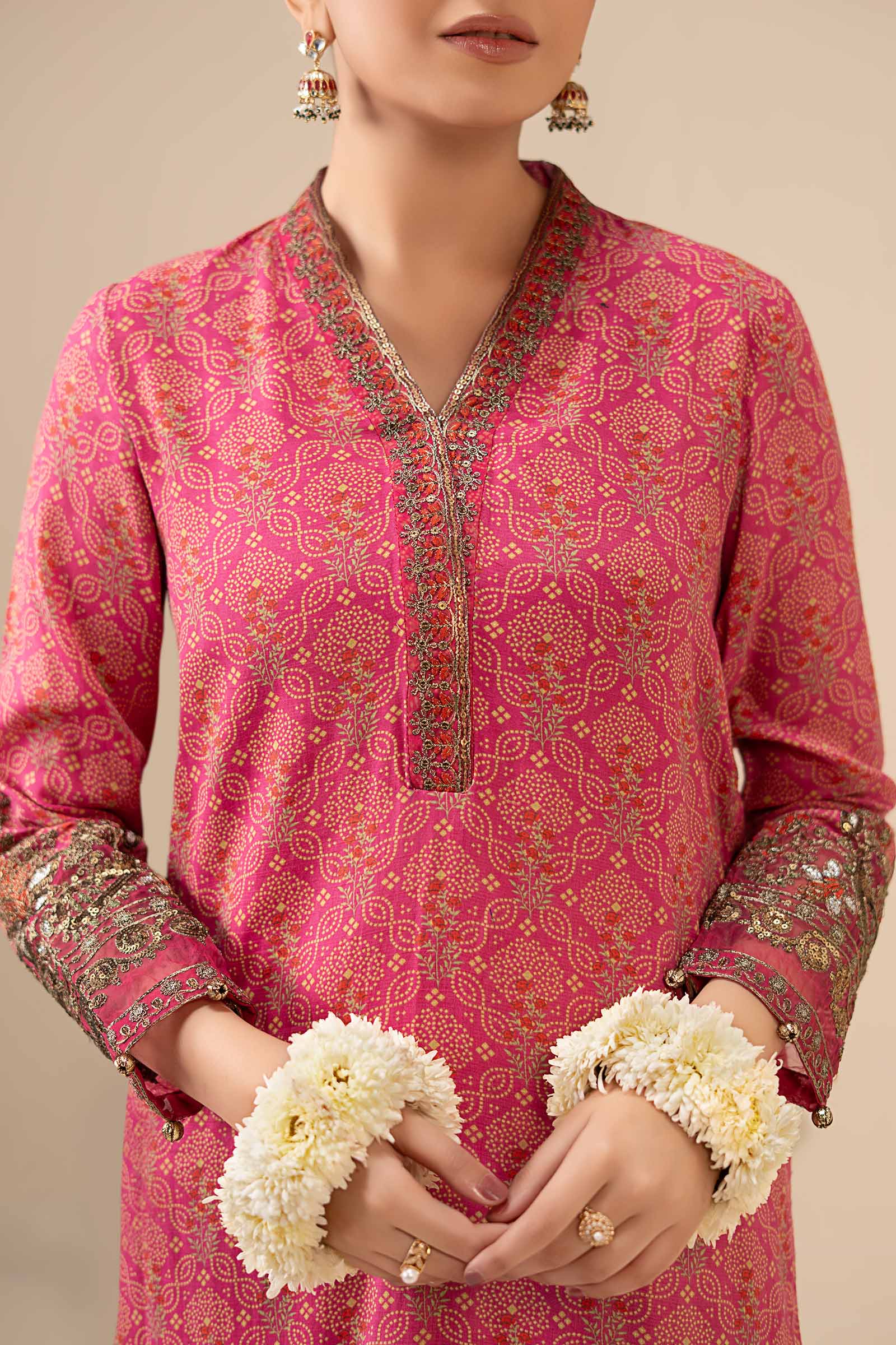 2 Piece Embroidered Raw Silk Suit - Image 4