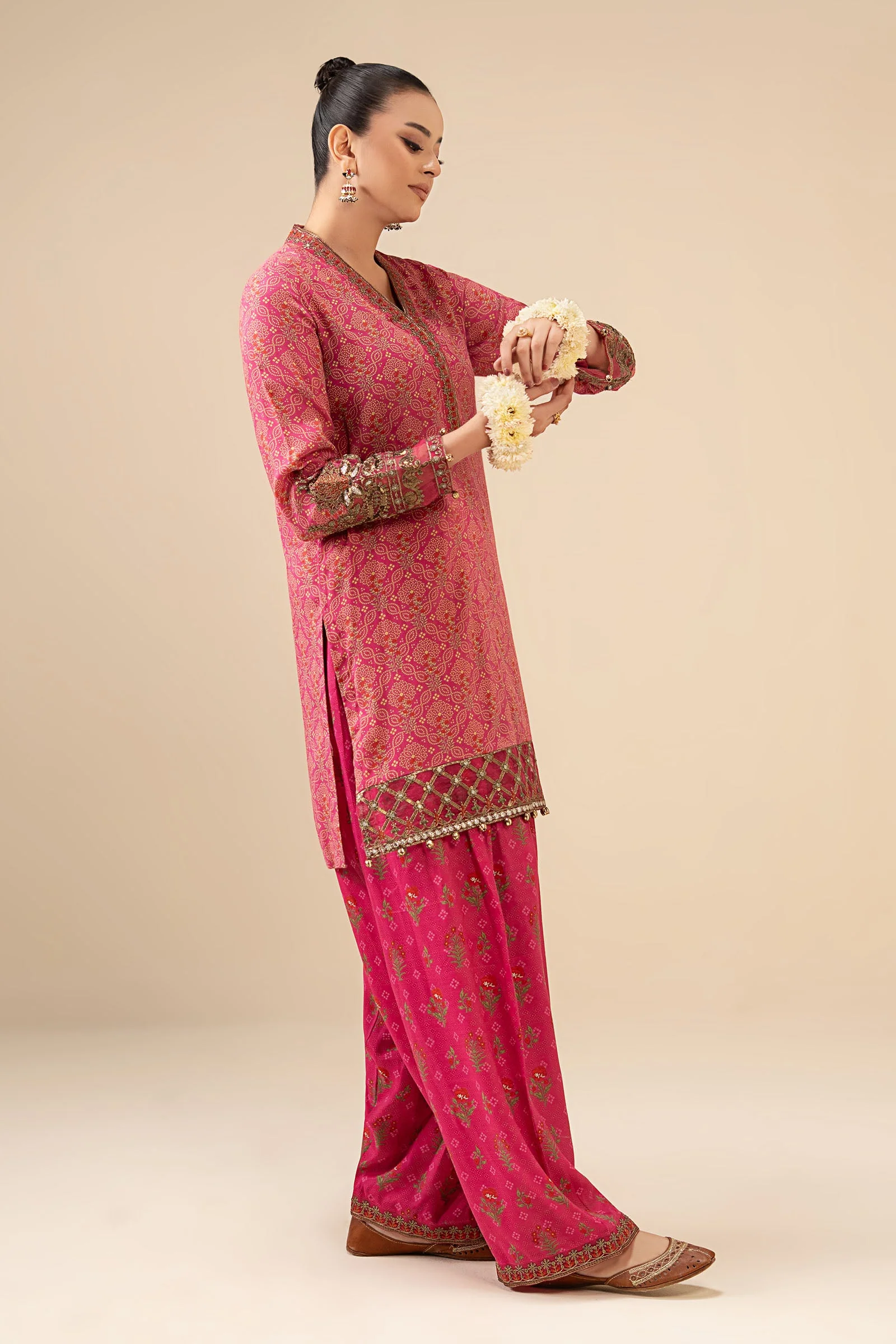 2 Piece Embroidered Raw Silk Suit - Image 6