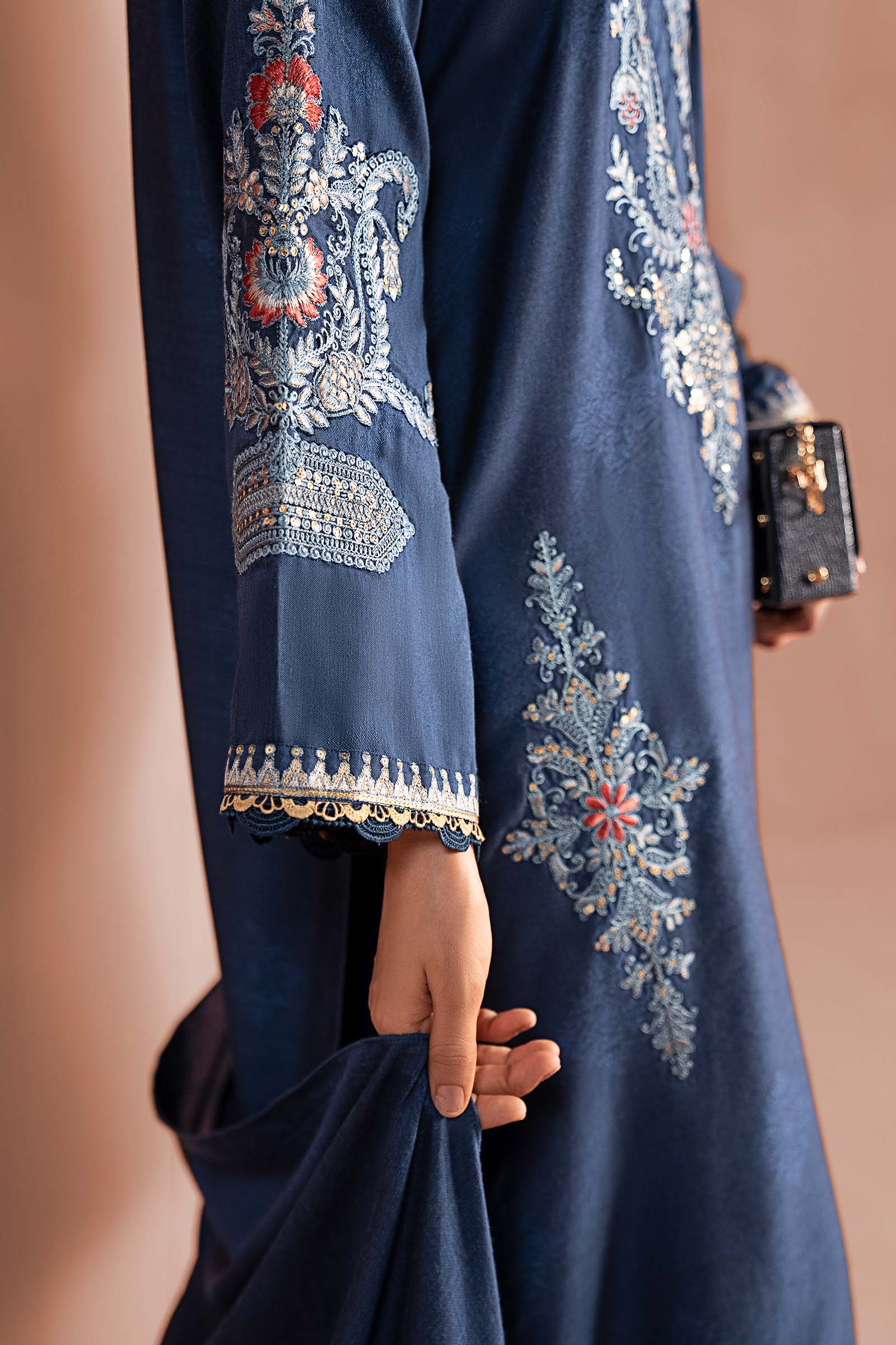 3 Piece Embroidered Jacquard Khaddar Suit - Image 4