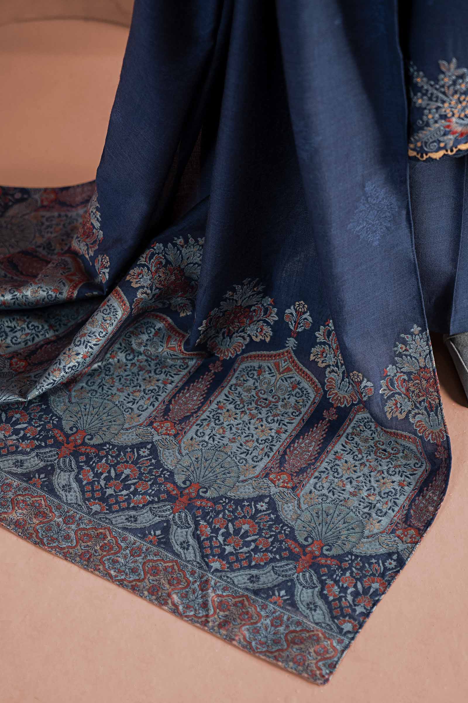 3 Piece Embroidered Jacquard Khaddar Suit - Image 6