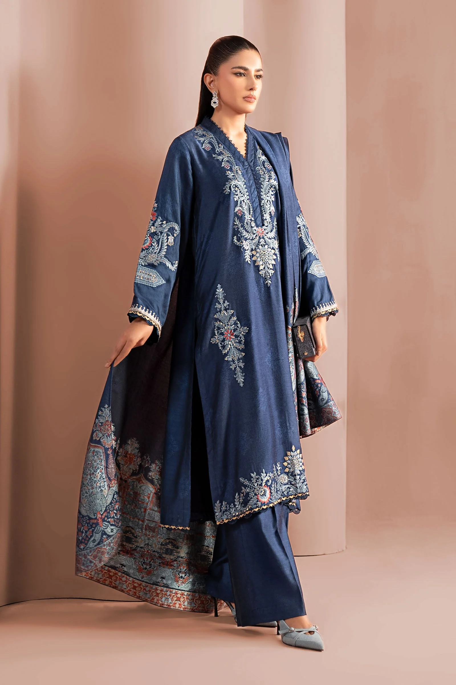 3 Piece Embroidered Jacquard Khaddar Suit - Image 7