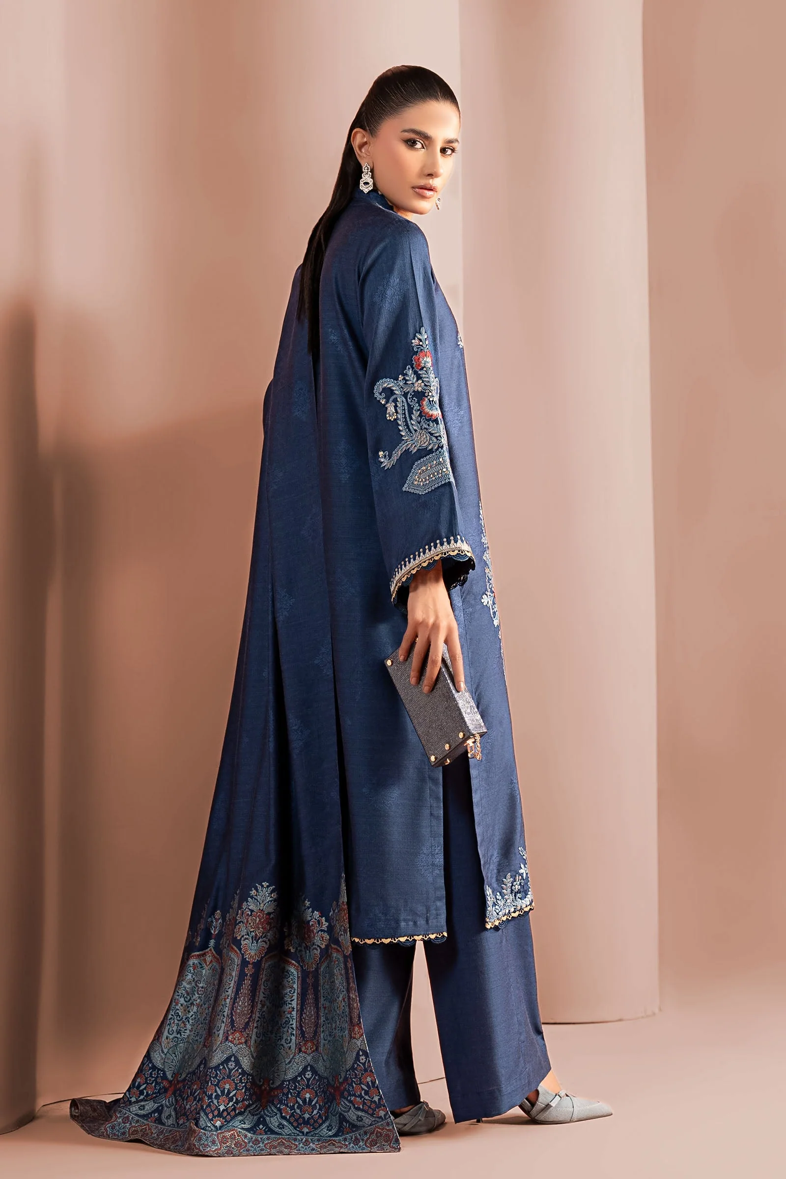 3 Piece Embroidered Jacquard Khaddar Suit - Image 8