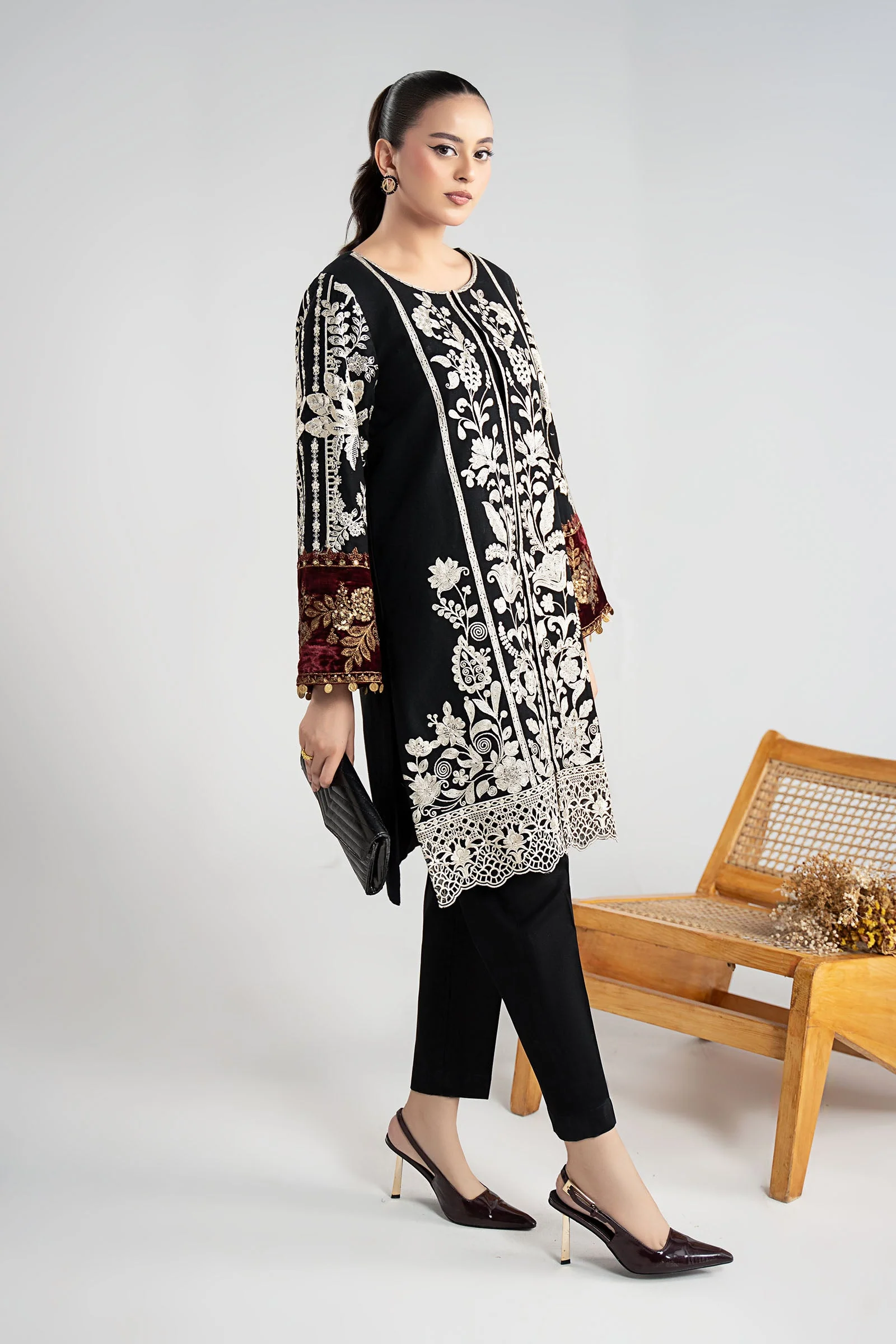 3 Piece Embroidered Cotton Dobby Suit - Image 6