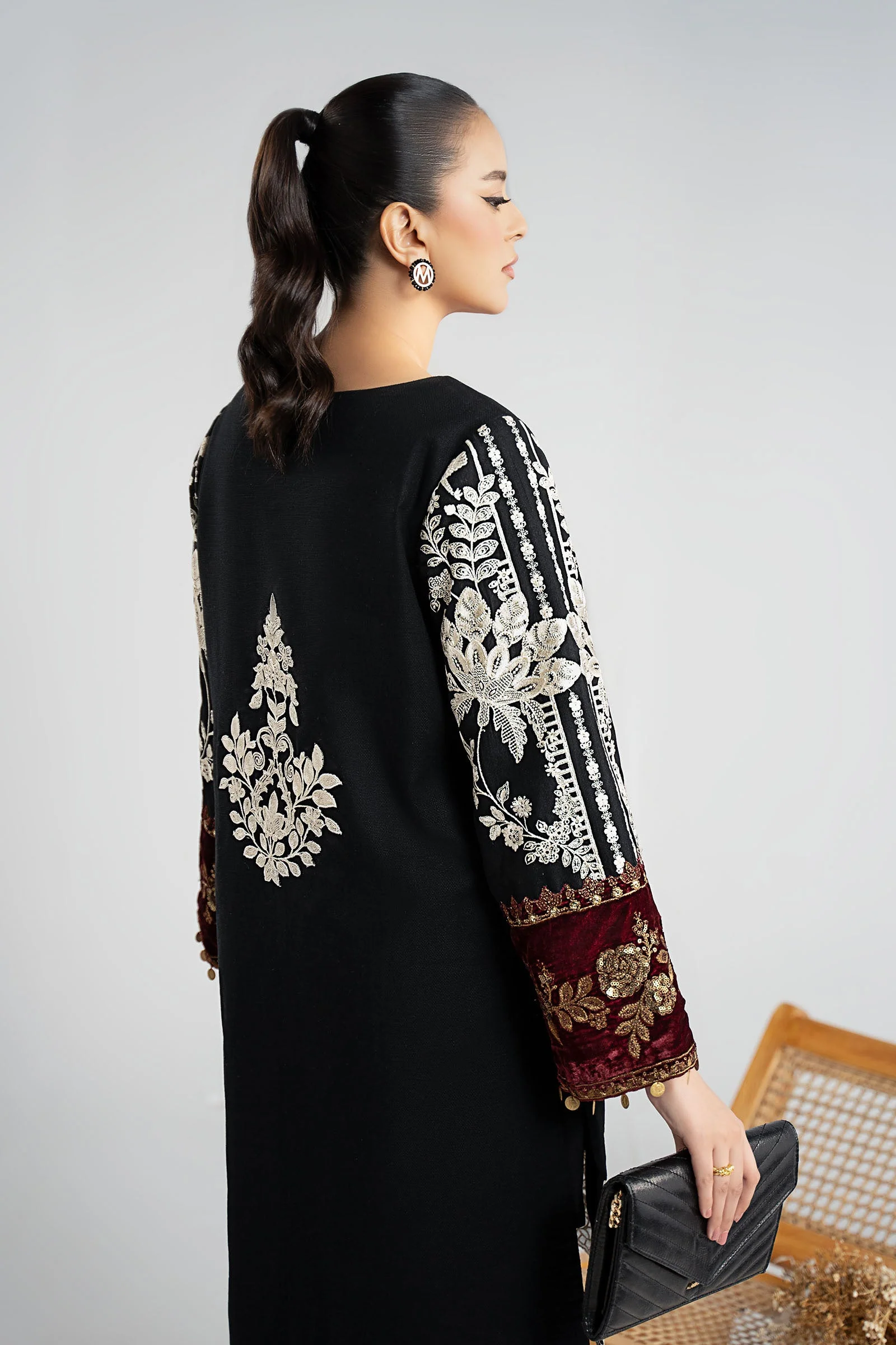 3 Piece Embroidered Cotton Dobby Suit - Image 8