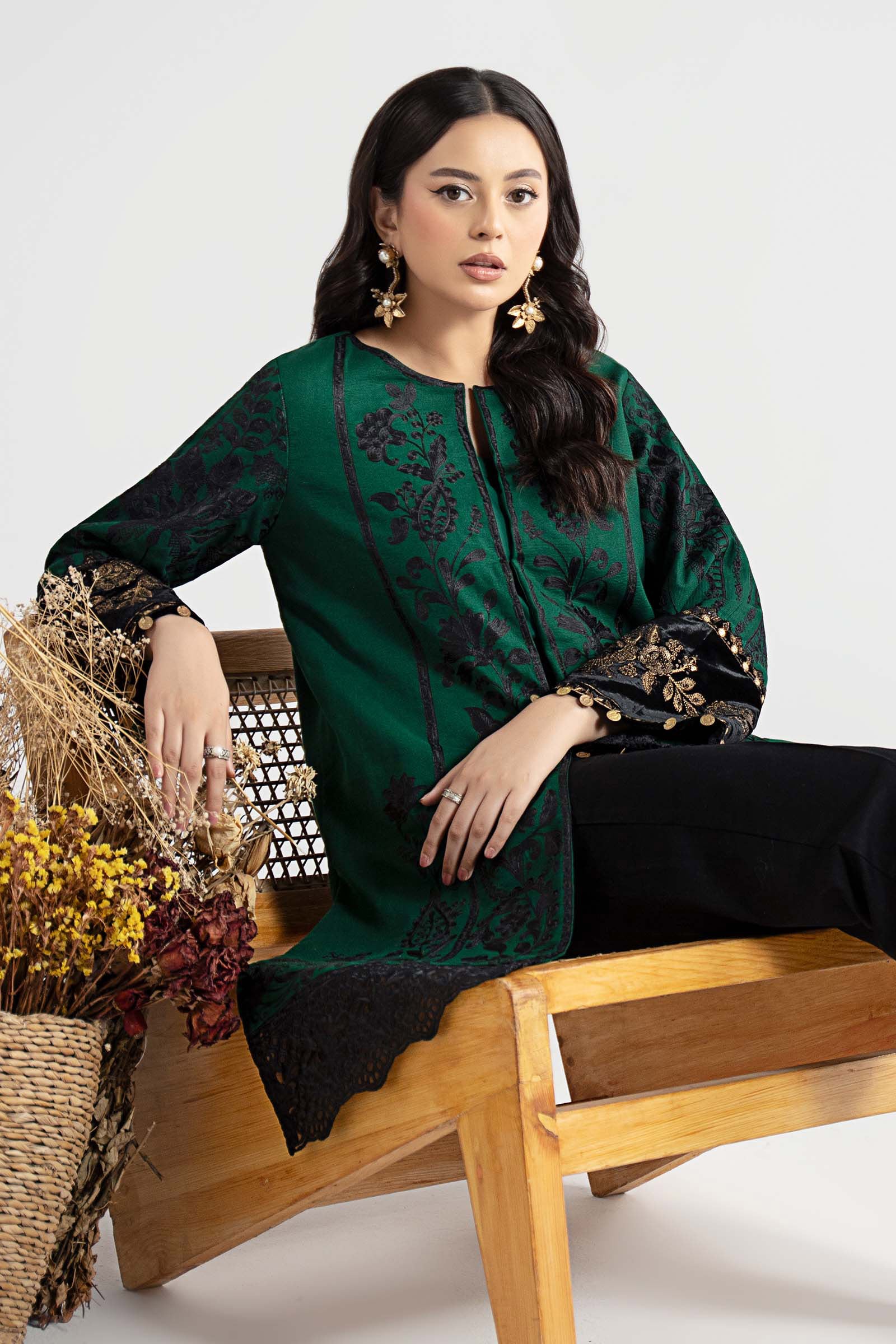 3 Piece Embroidered Cotton Dobby Suit - Image 2