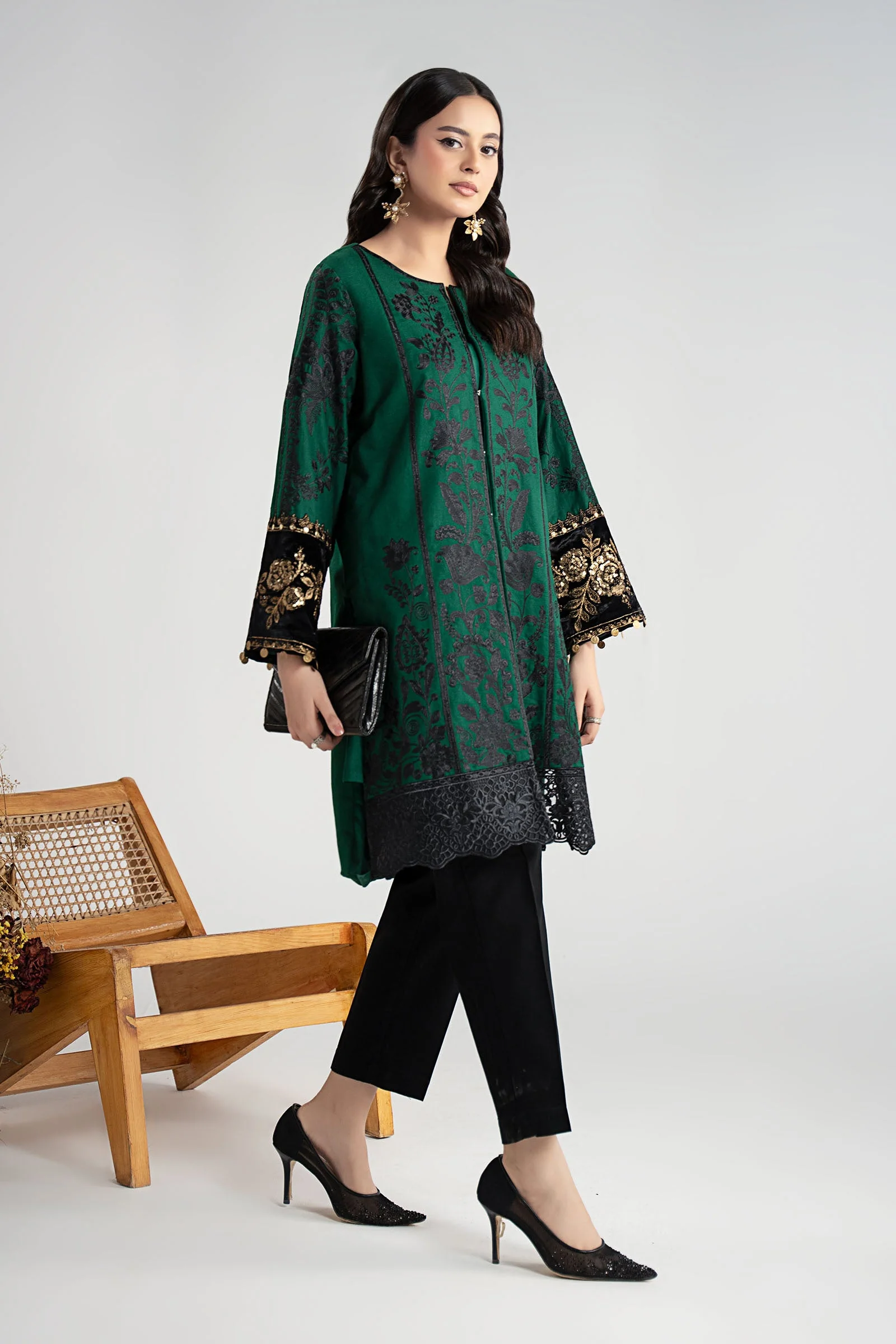 3 Piece Embroidered Cotton Dobby Suit - Image 4