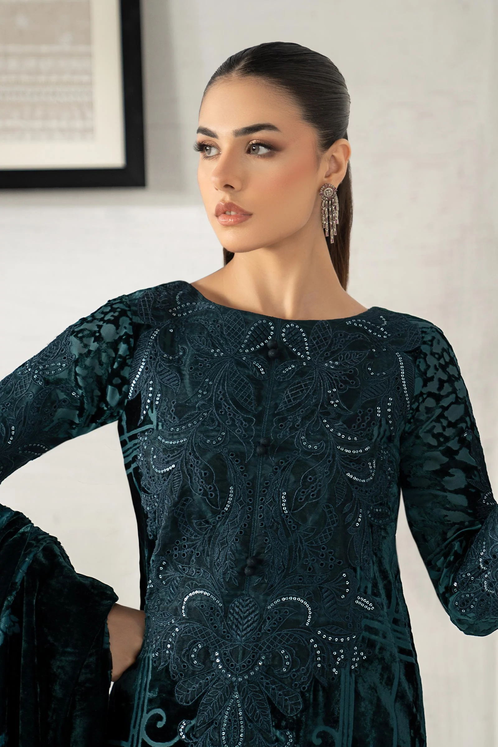 3 Piece Embroidered Palachi Suit - Image 2