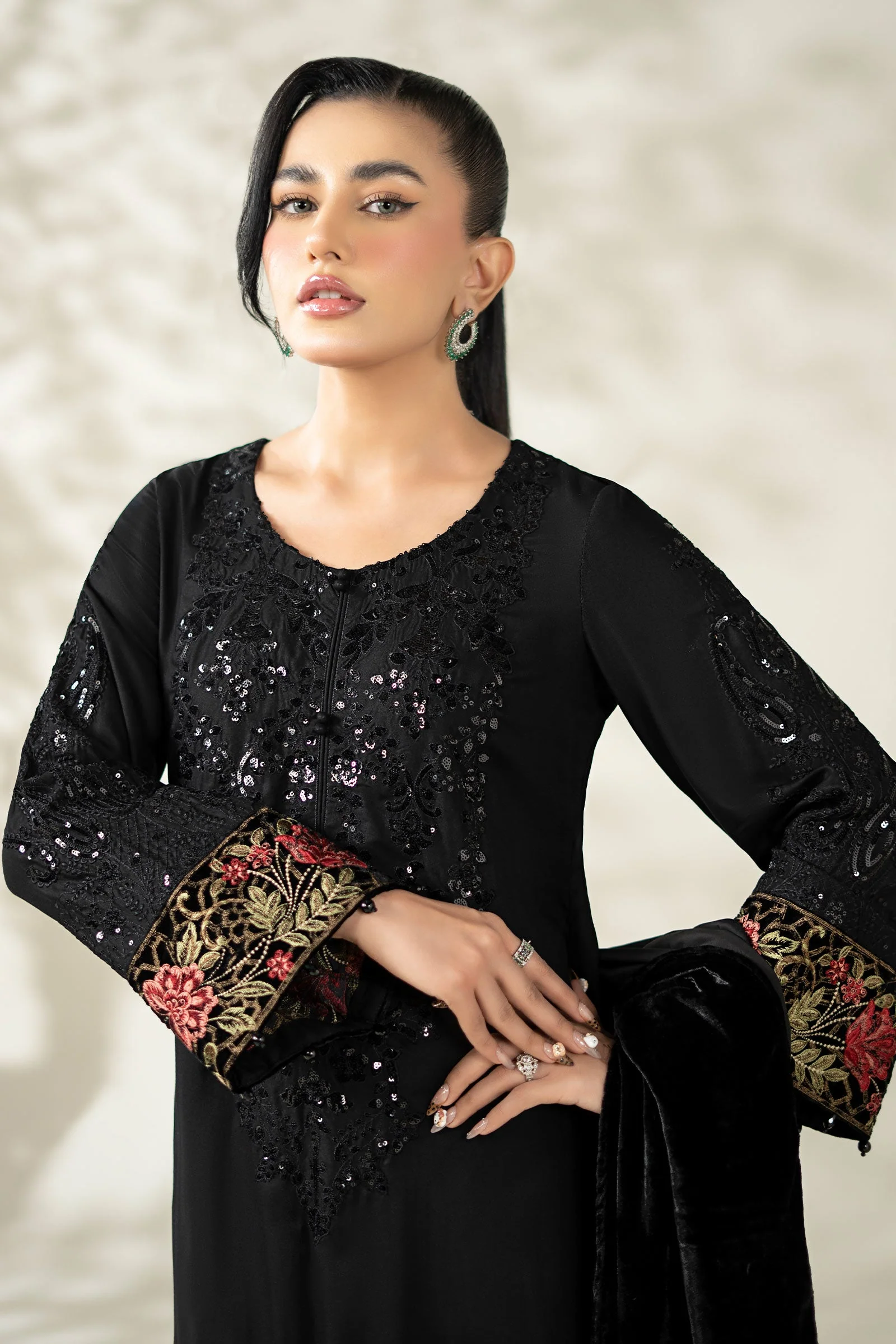 3 Piece Embroidered Linen Suit - Image 2