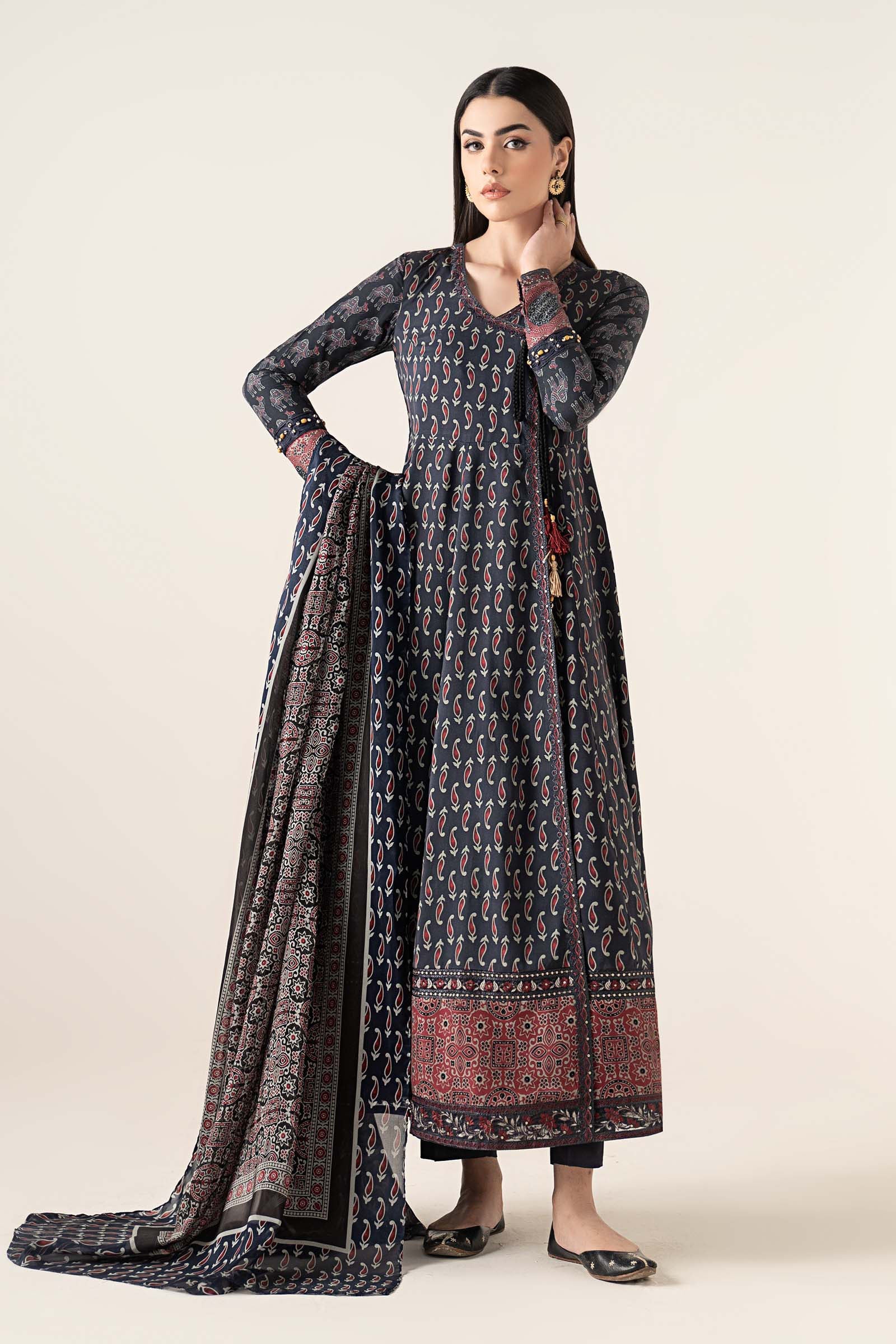 3 Piece Embroidered Linen Suit