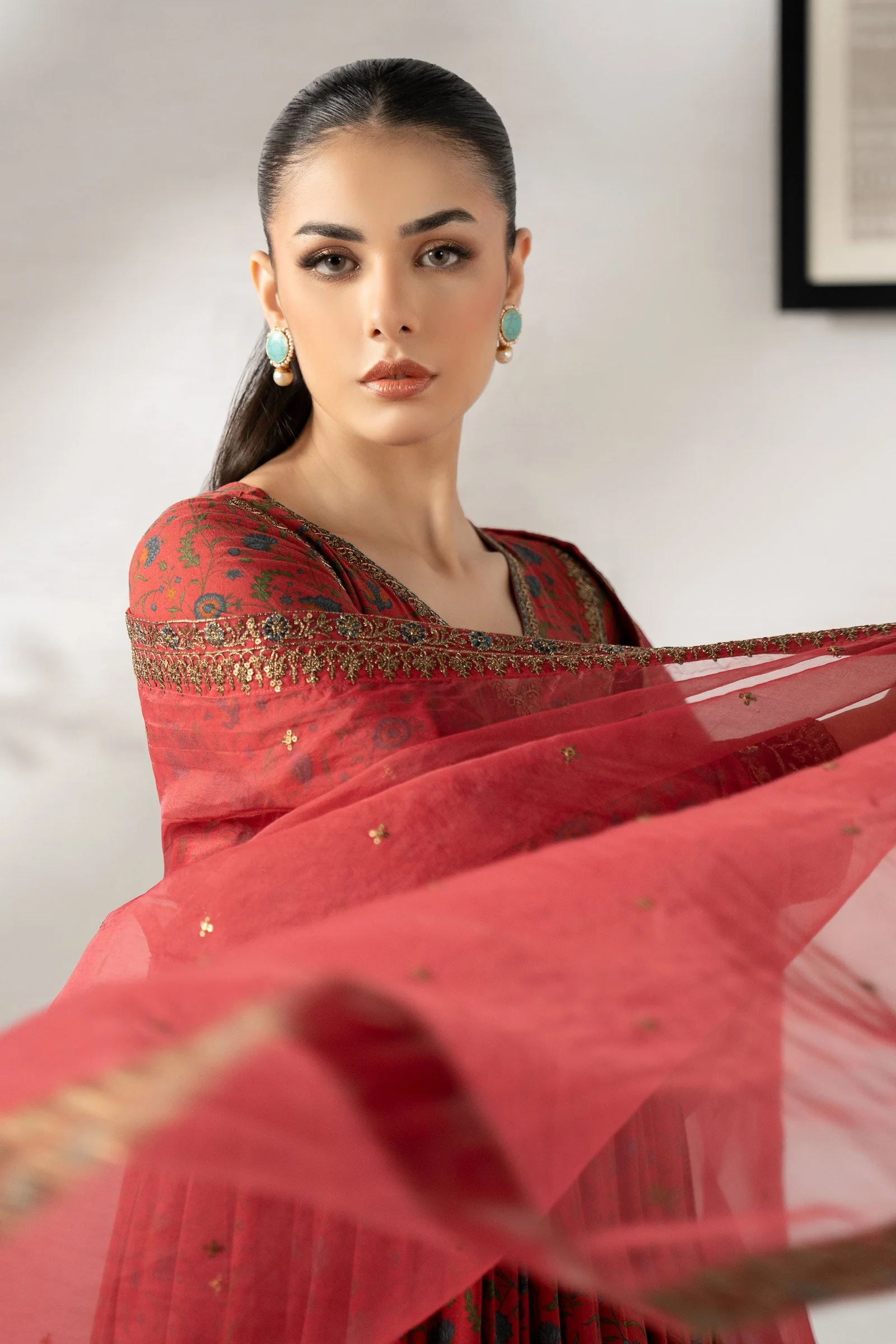3 Piece Embroidered Linen Suit - Image 2