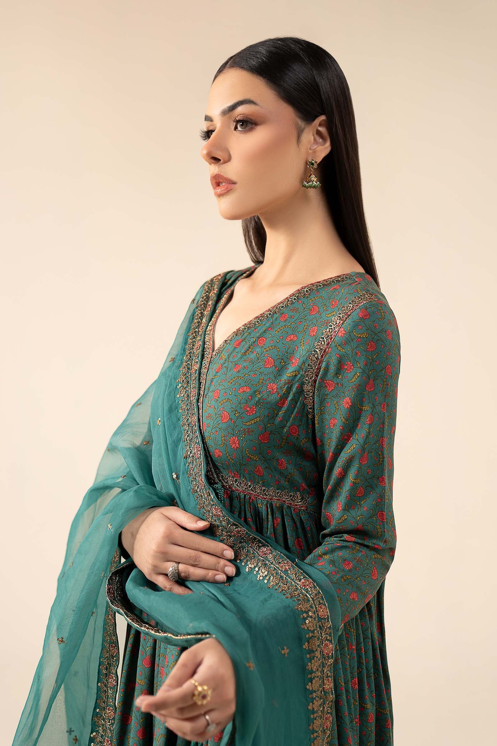 3 Piece Embroidered Linen Suit - Image 4