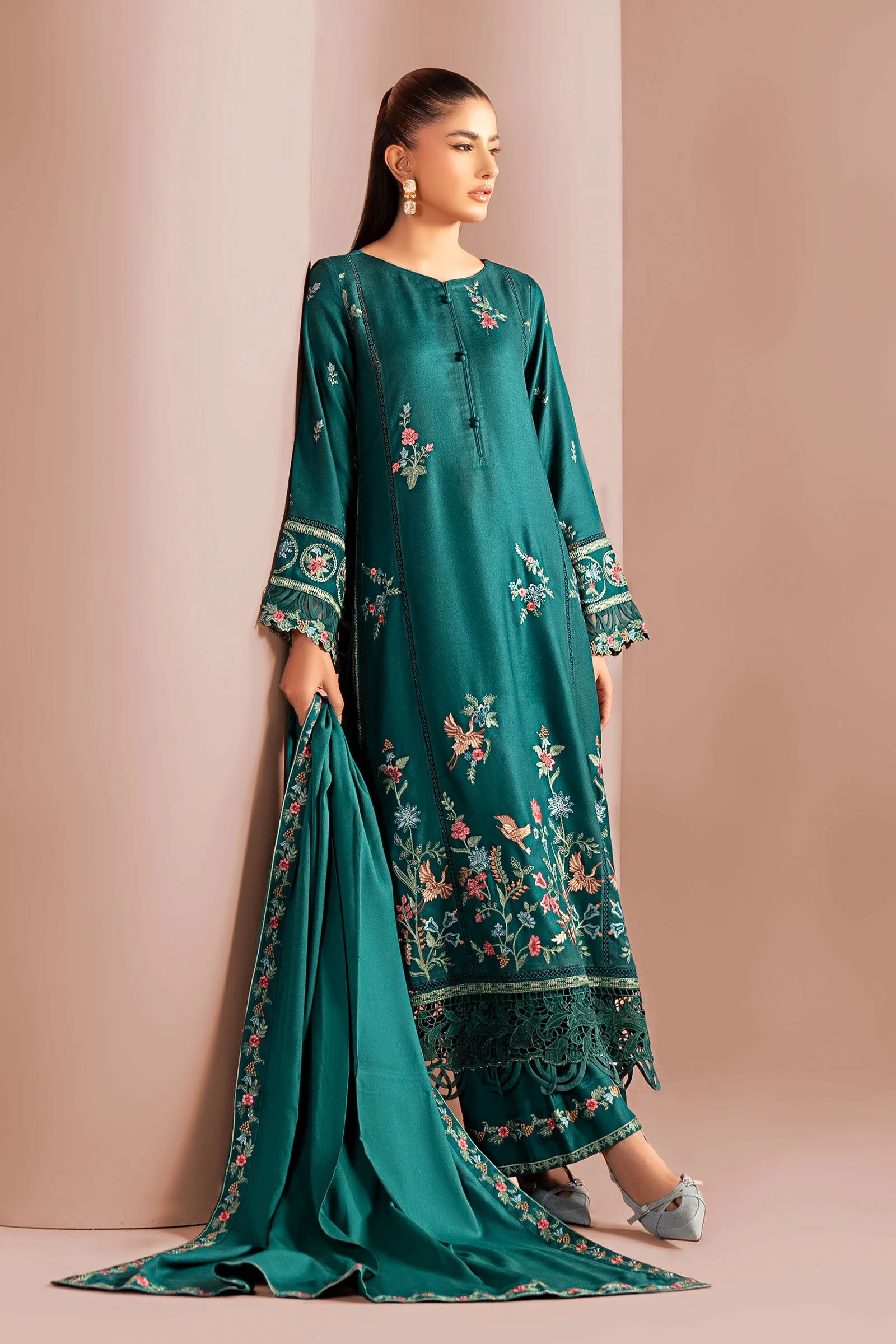 3 Piece Embroidered Marina Suit