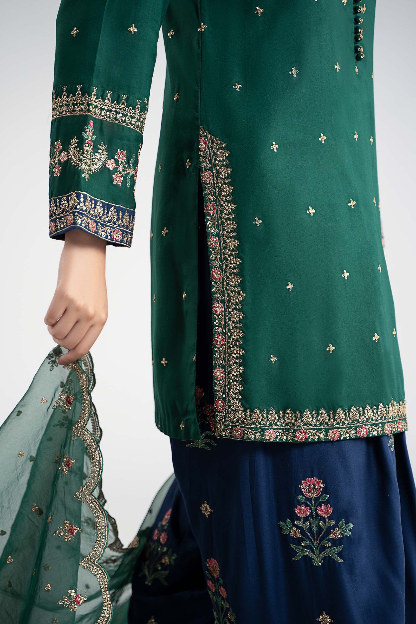 3 Piece Embroidered Linen Suit - Image 5