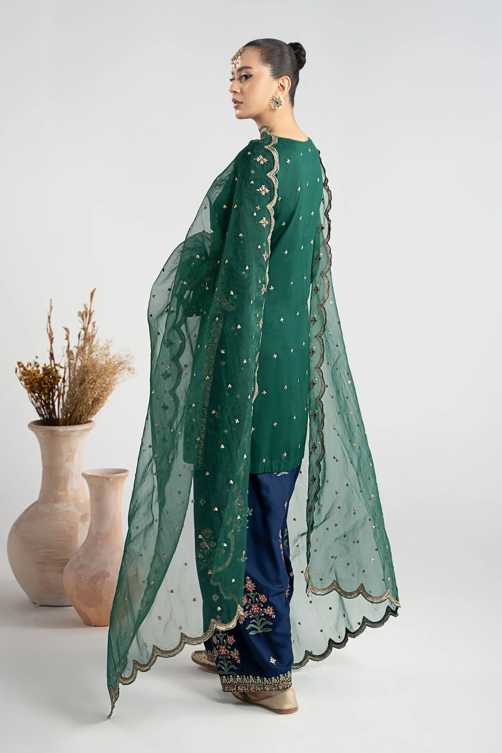 3 Piece Embroidered Linen Suit - Image 8