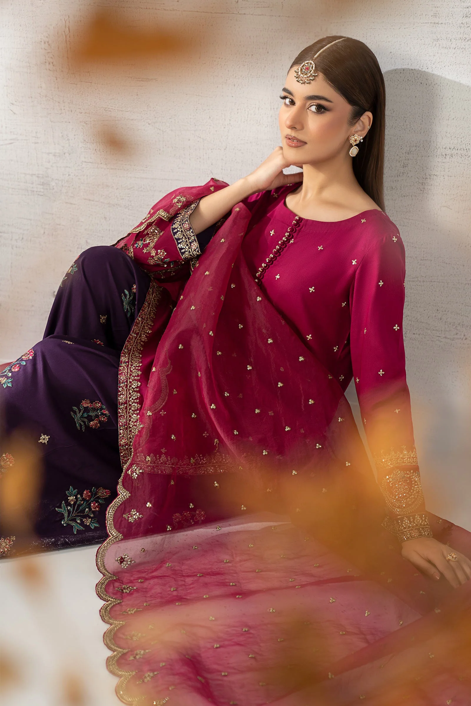 3 Piece Embroidered Linen Suit - Image 2