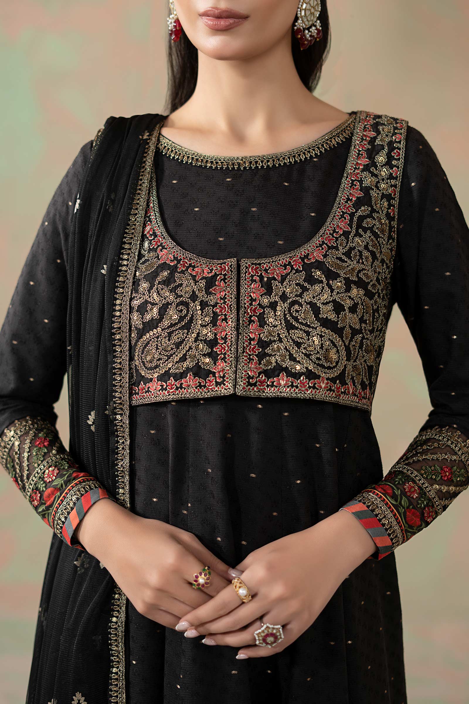 3 Piece Embroidered Filament Viscose Suit - Image 3