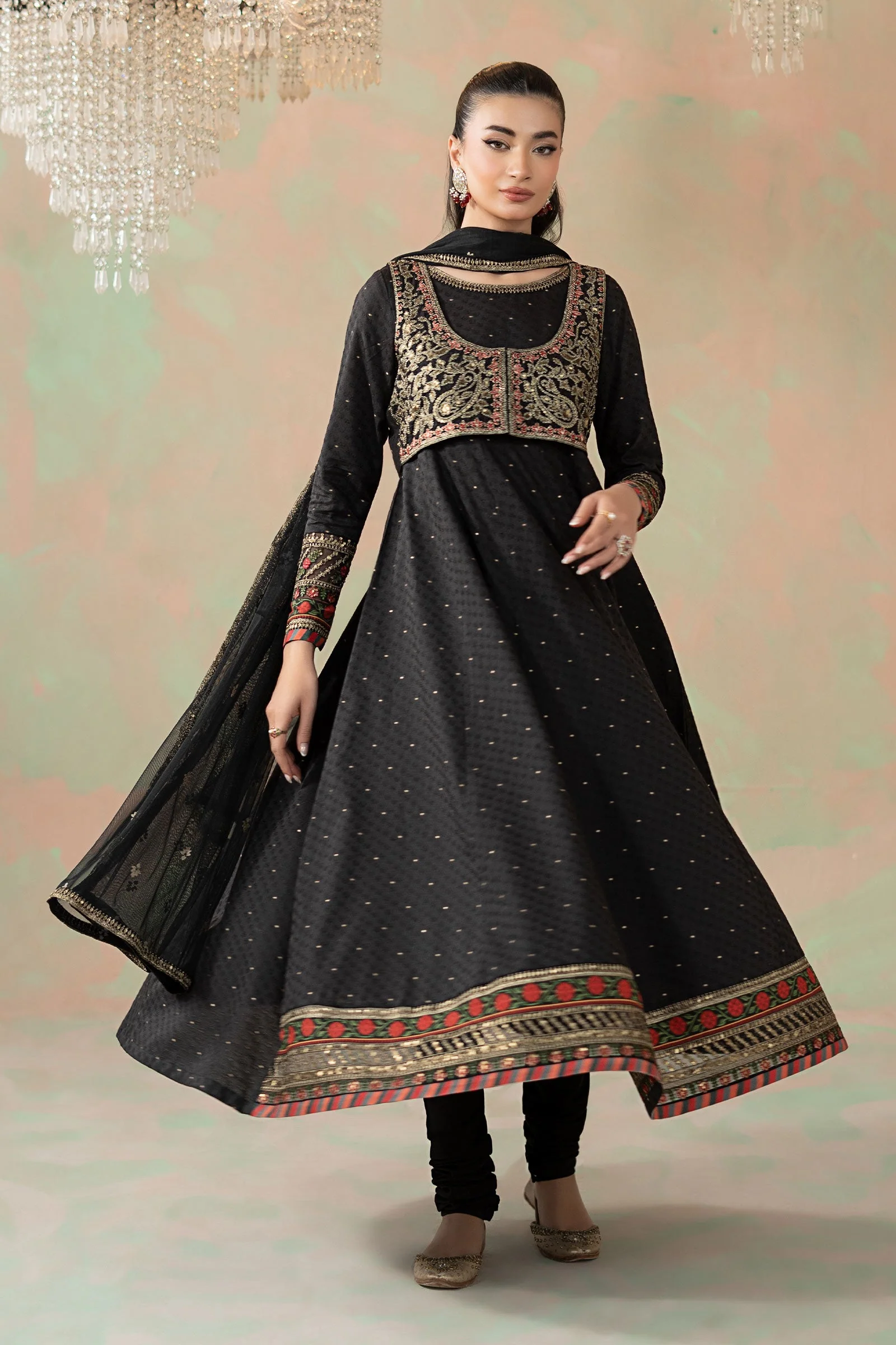 3 Piece Embroidered Filament Viscose Suit - Image 5