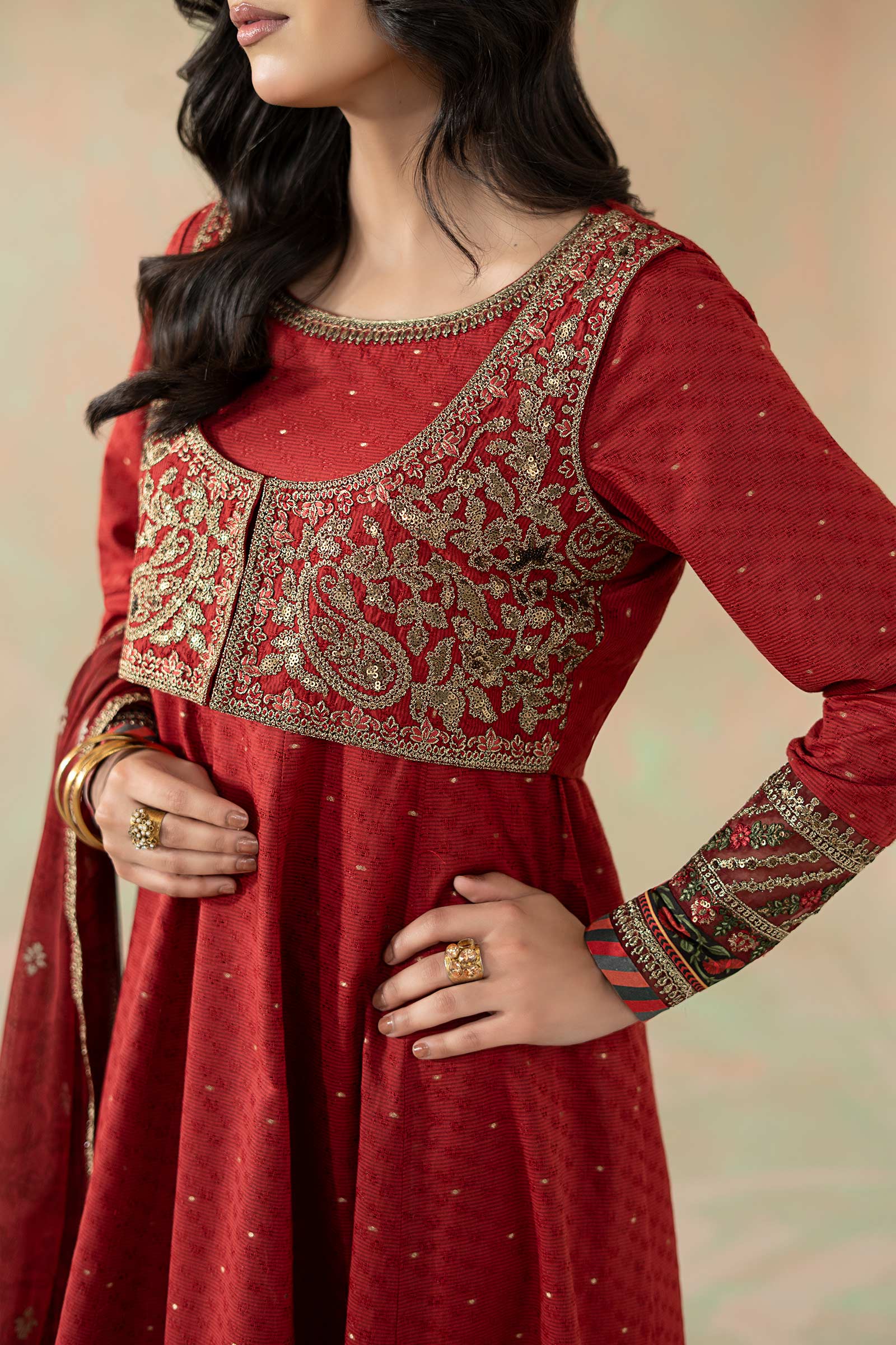 3 Piece Embroidered Filament Viscose Suit - Image 3