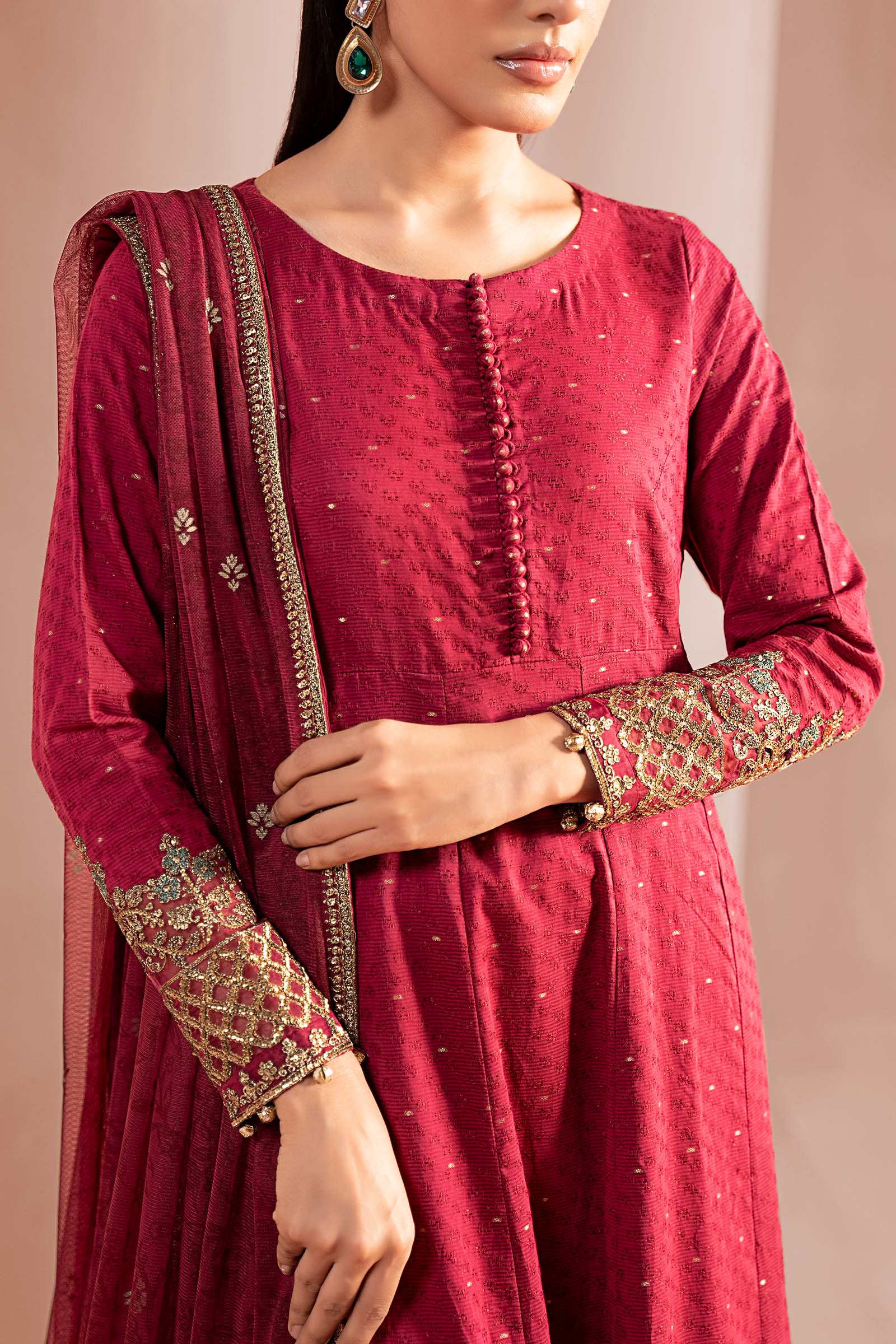 3 Piece Embroidered Filament Viscose Suit - Image 4