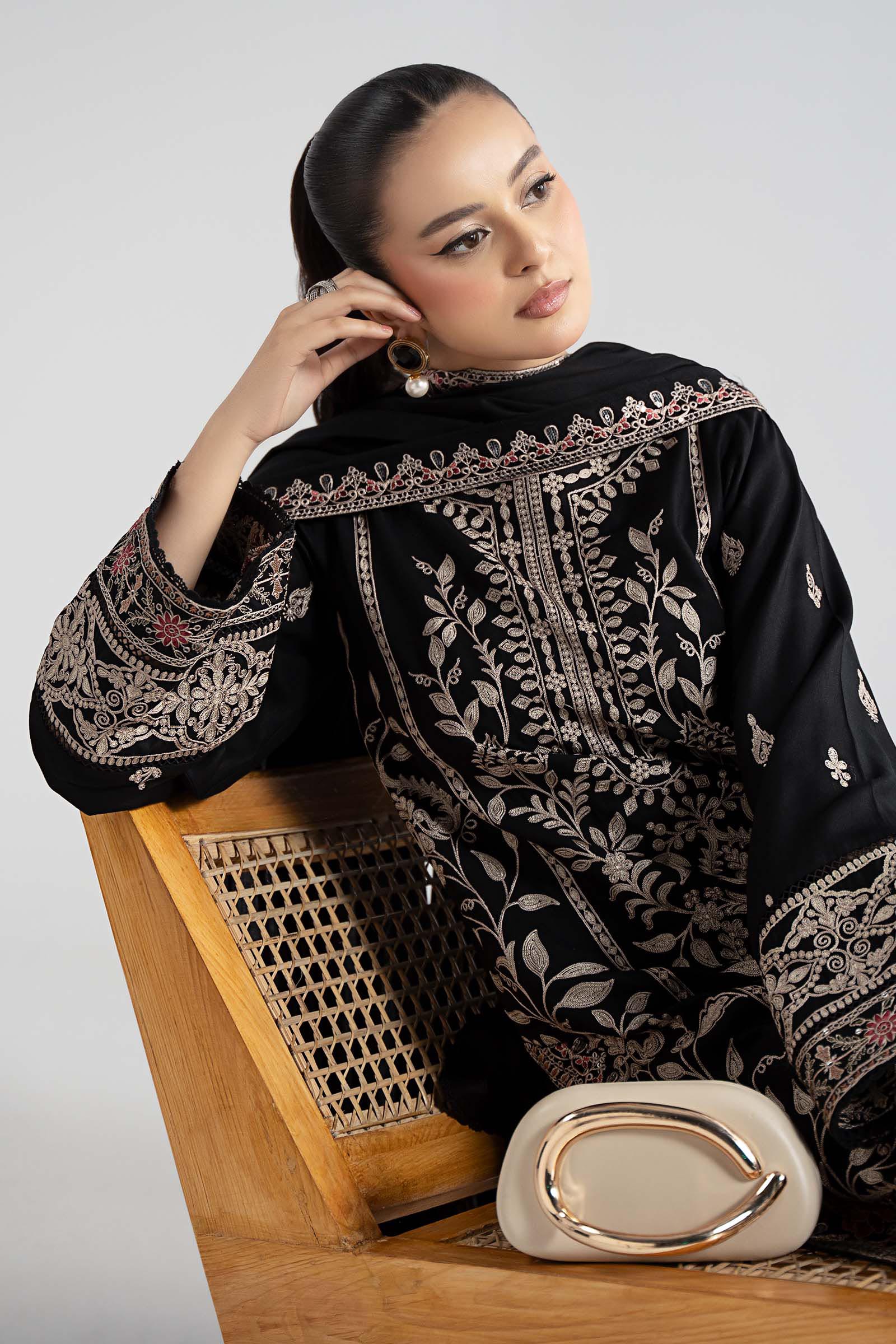 3 Piece Embroidered Linen Suit - Image 3