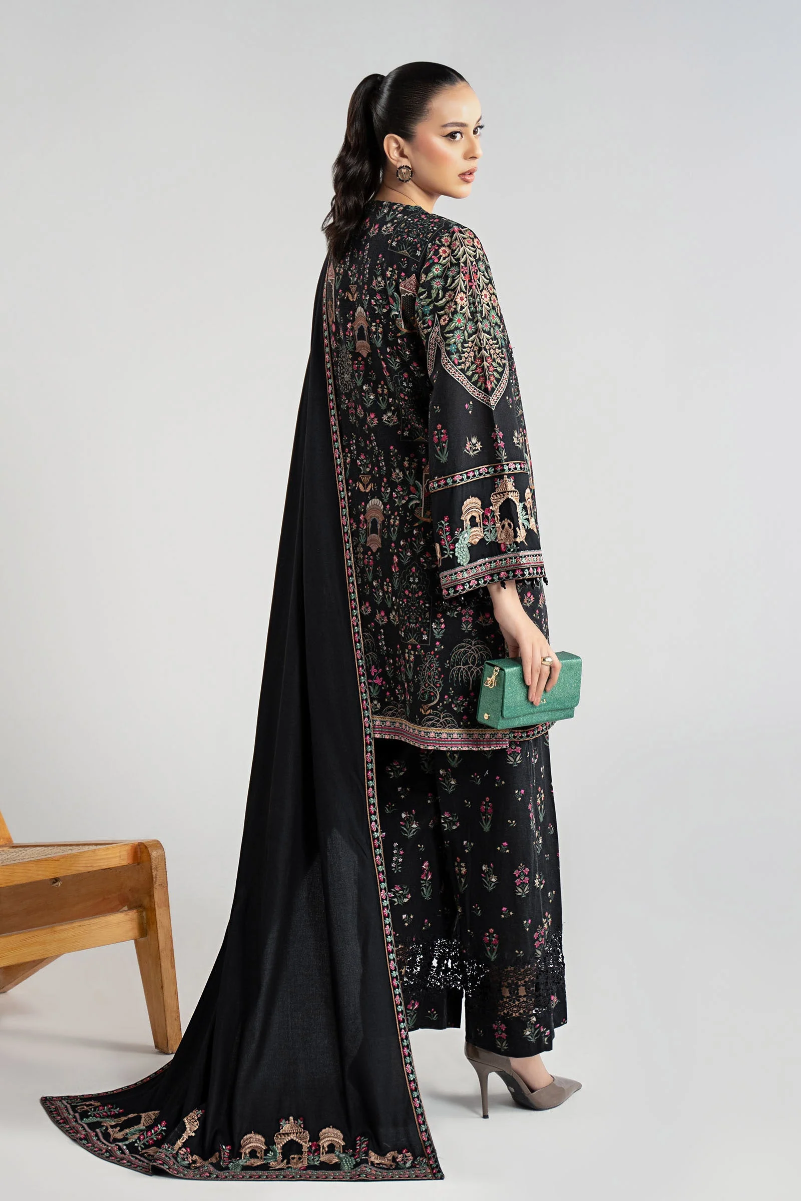 3 Piece Embroidered Khaddar Suit - Image 2