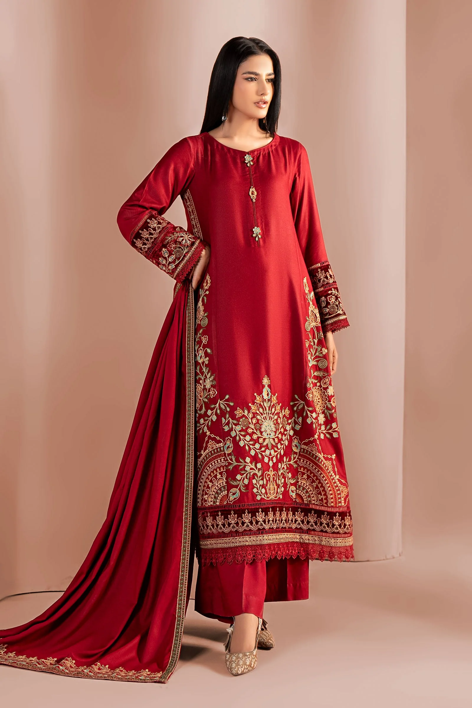 3 Piece Embroidered Marina Suit