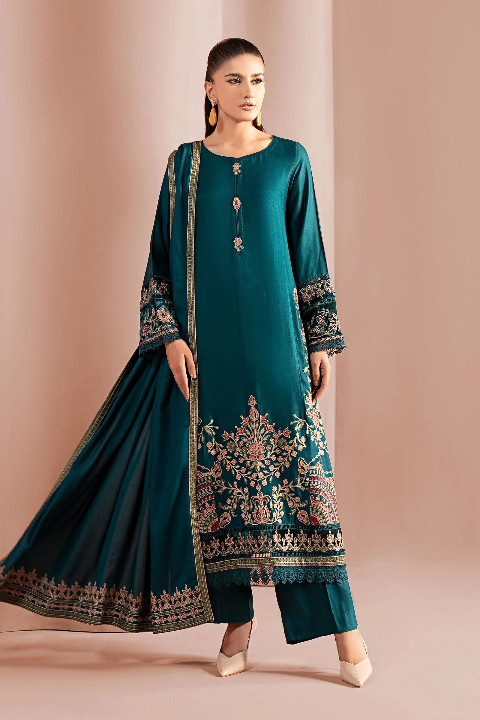 3 Piece Embroidered Marina Suit