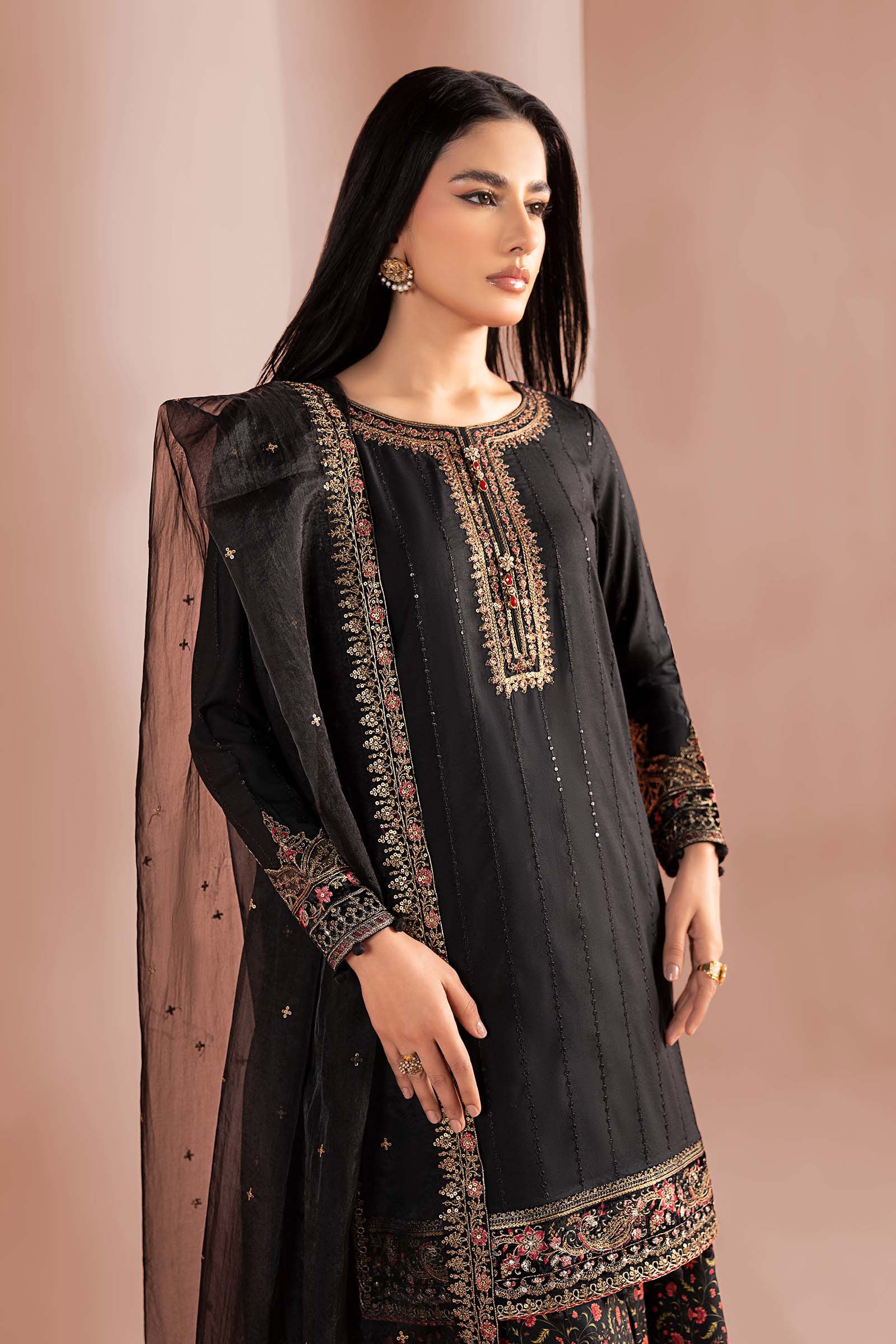 3 Piece Embroidered Linen Suit - Image 2
