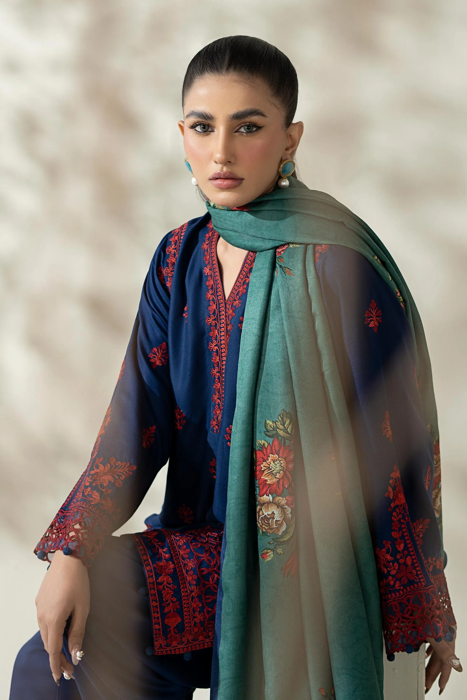 3 Piece Embroidered Marina Suit - Image 3